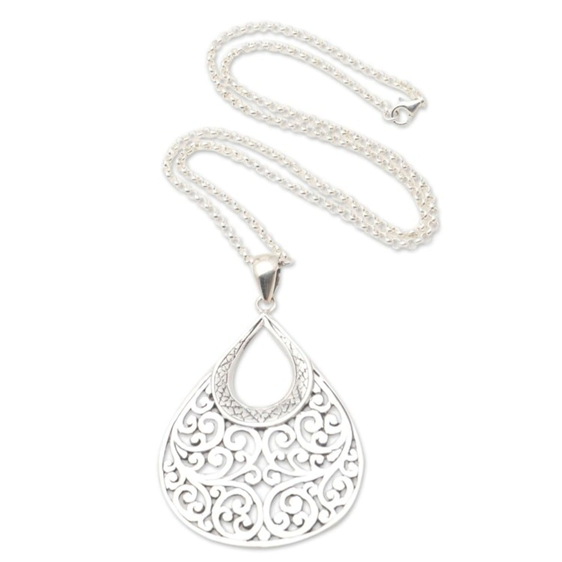 Hand Crafted Sterling Silver Pendant Necklace 'Dazzling Designs'