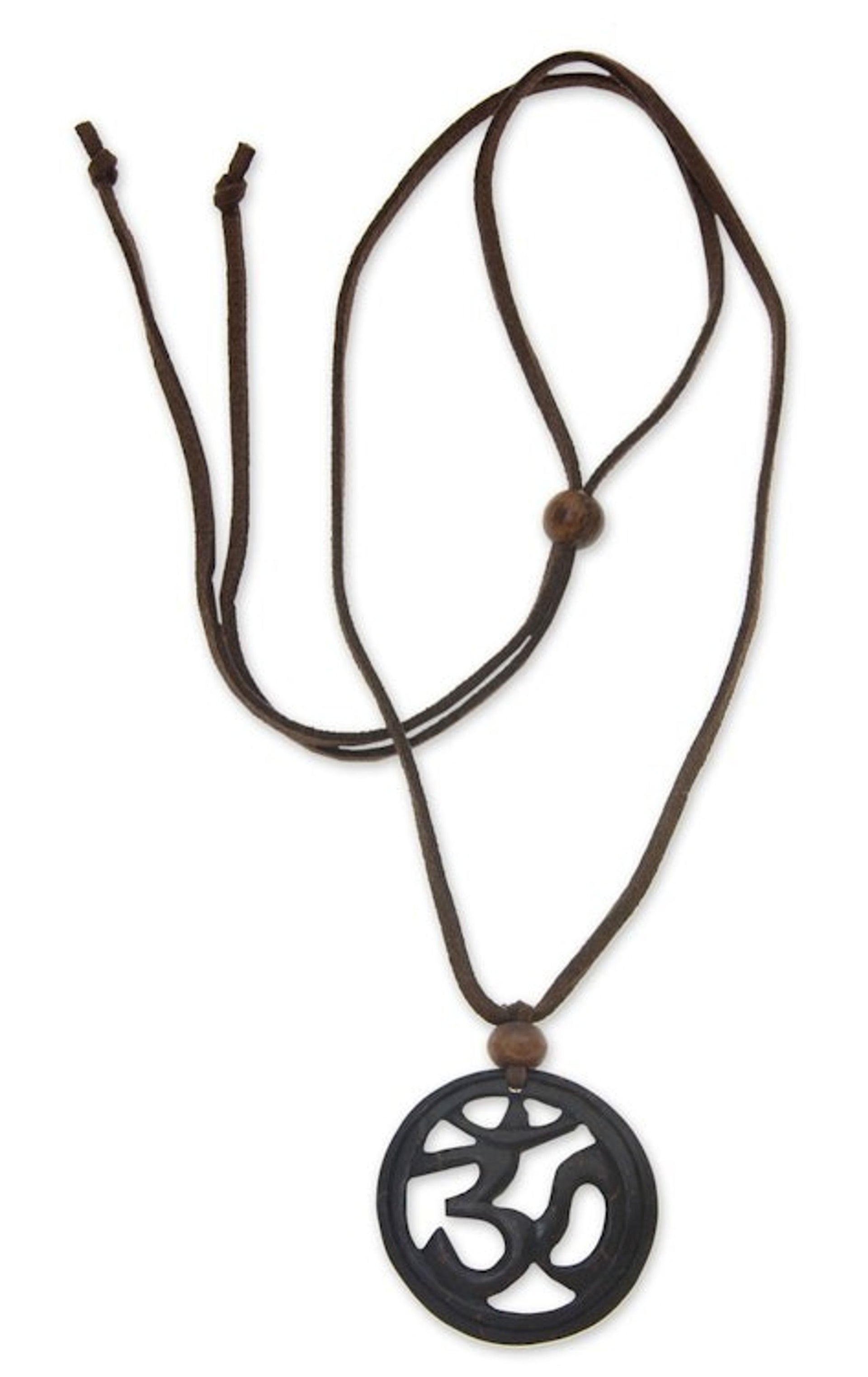 Inspirational Coconut Shell Pendant Necklace 'Java Yoga'