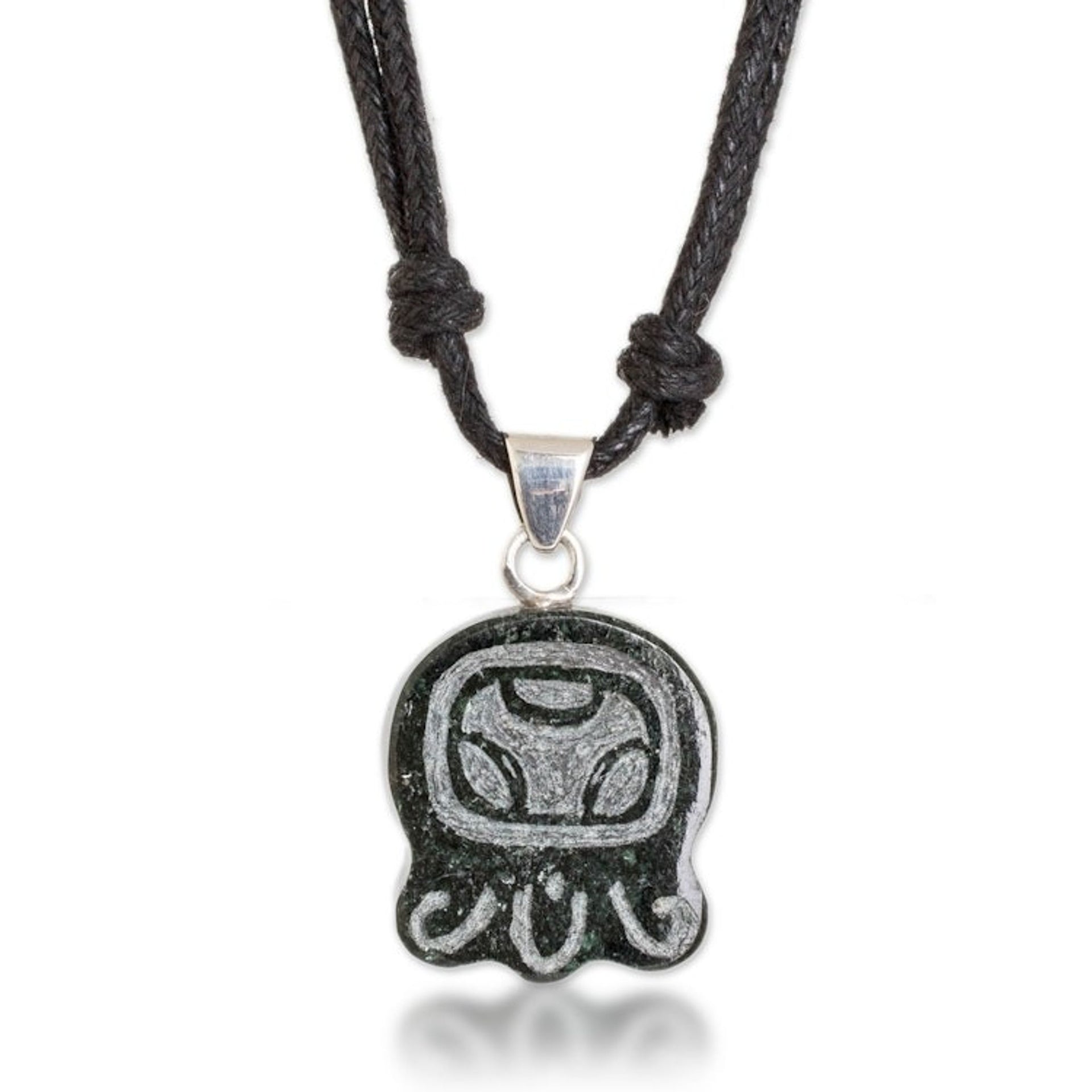 Mayan Creativity Nahual-Themed Jade Pendant Necklace 'Mayan Creativity'