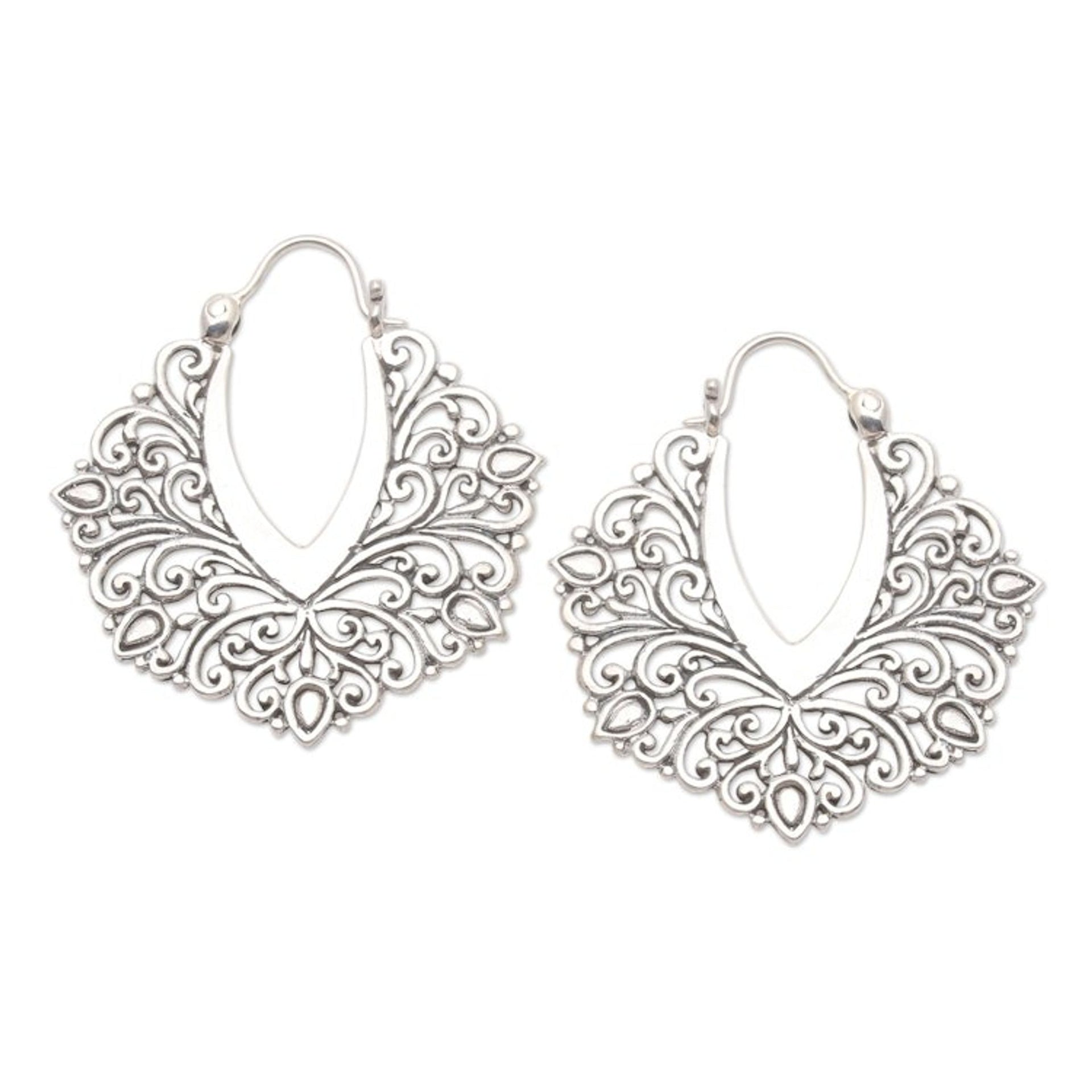 Hand Made Sterling Silver Hoop Earrings 'Magic Oasis'