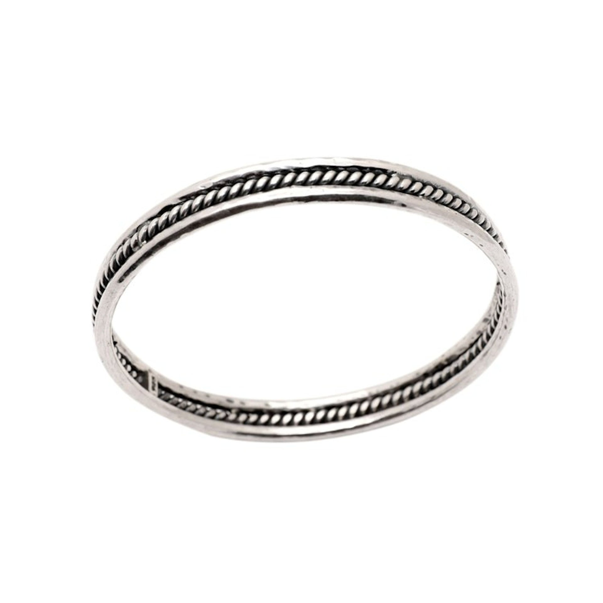 Sterling Silver Bangle Bracelet with Combination Finish 'Charming Loop'