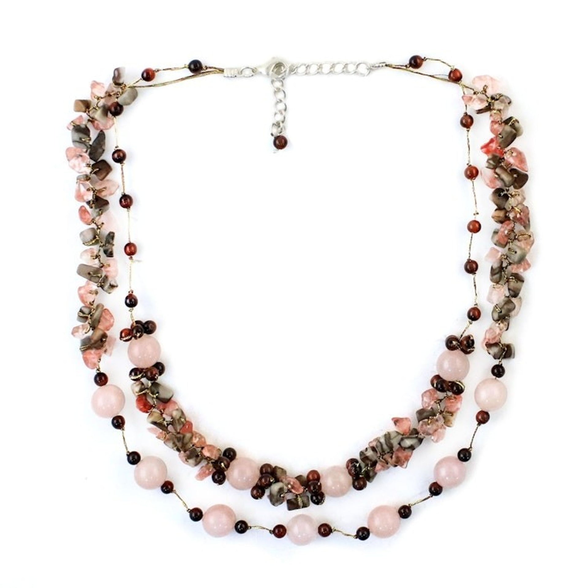 Multi-Gemstone Rose Quartz Beaded Necklace from Thailand 'Magical Inspiration in Pink'