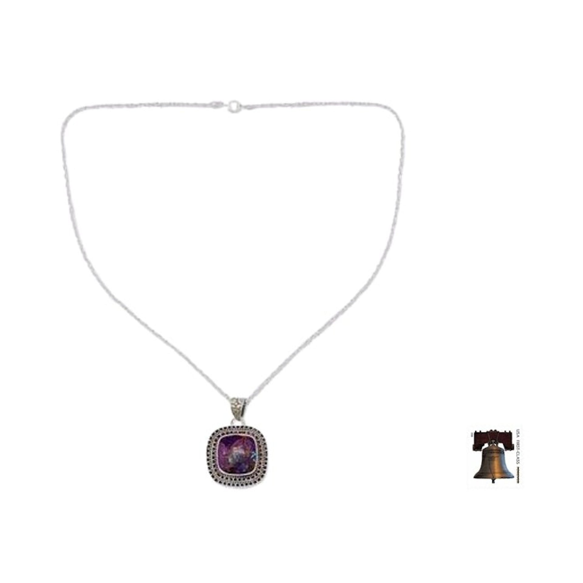 Purple Turquoise Necklace in Sterling Silver 'Violet Sunset'