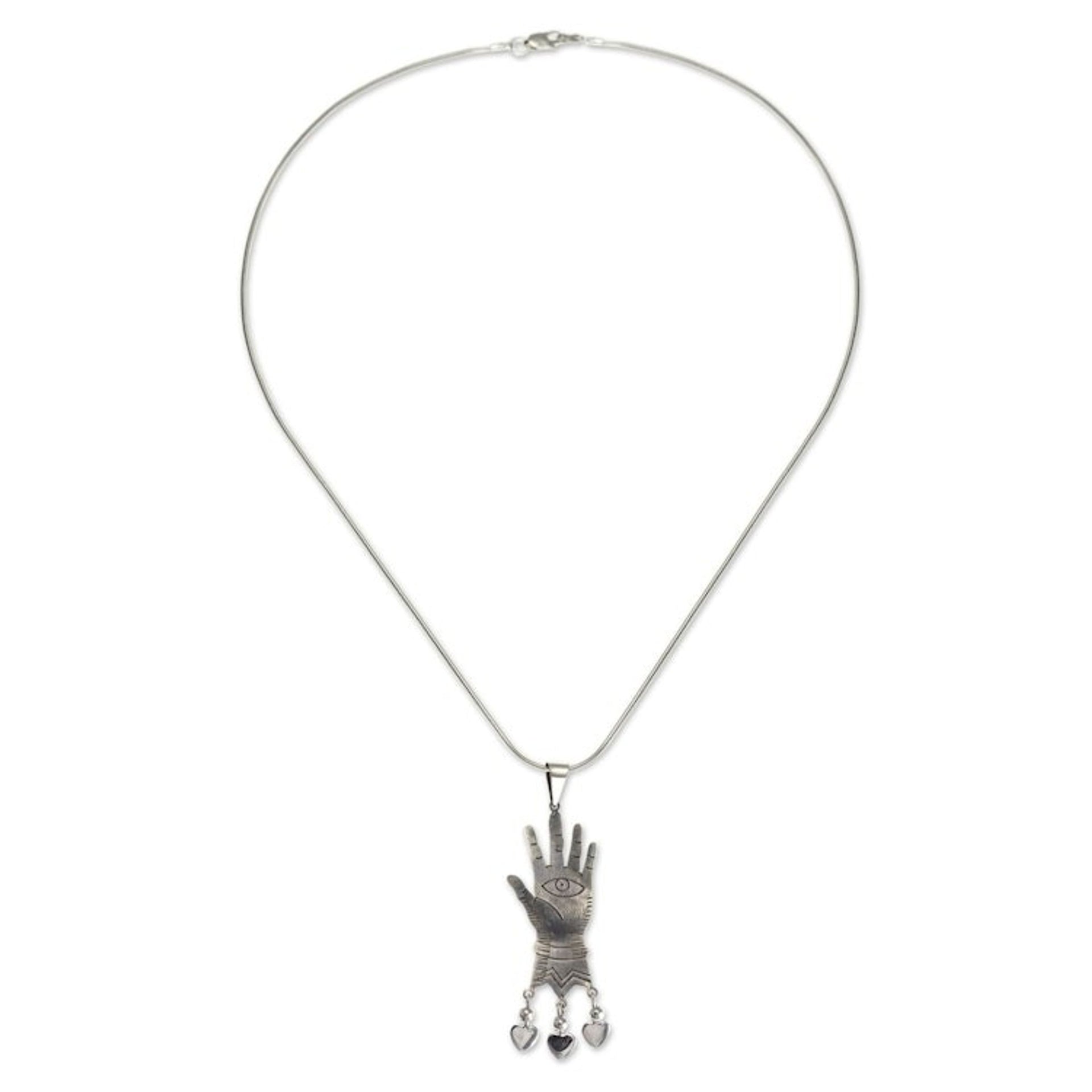Sterling Silver Necklace Taxco Artisan Jewelry 'All-Seeing Eye'