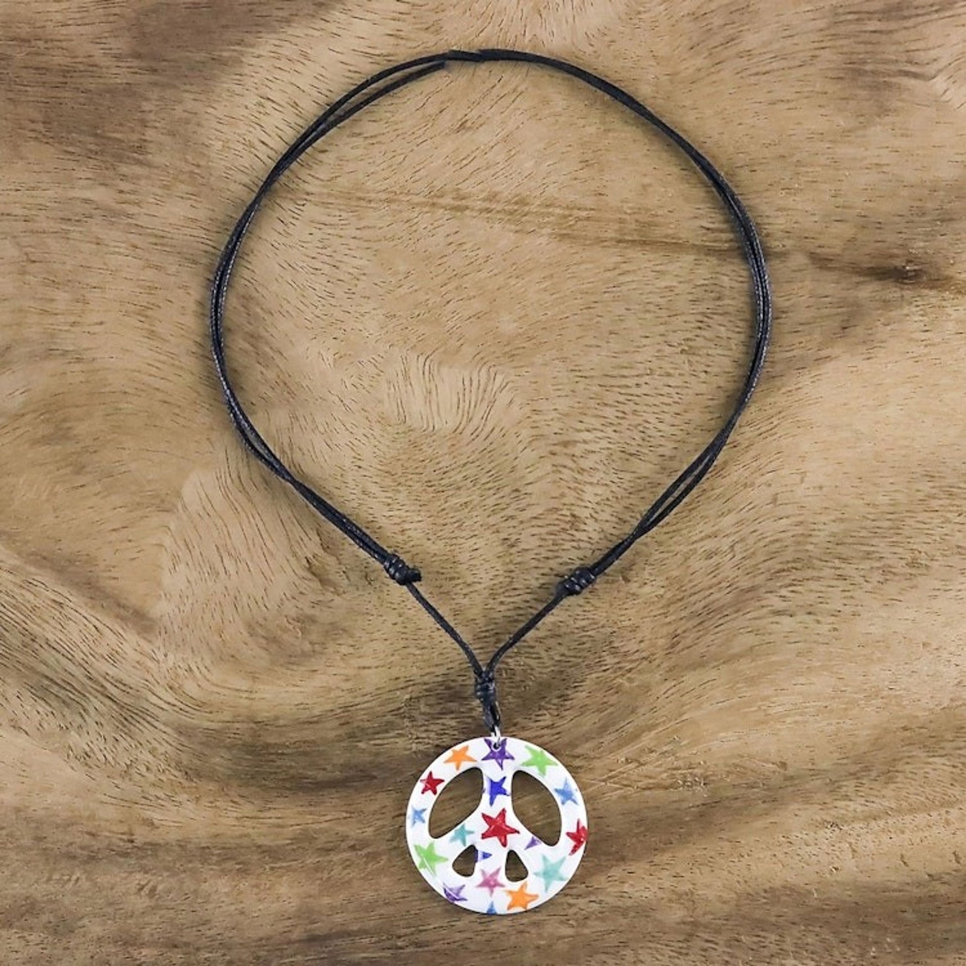 Star Motif Ceramic Peace Pendant Necklace from Thailand 'Star Child'