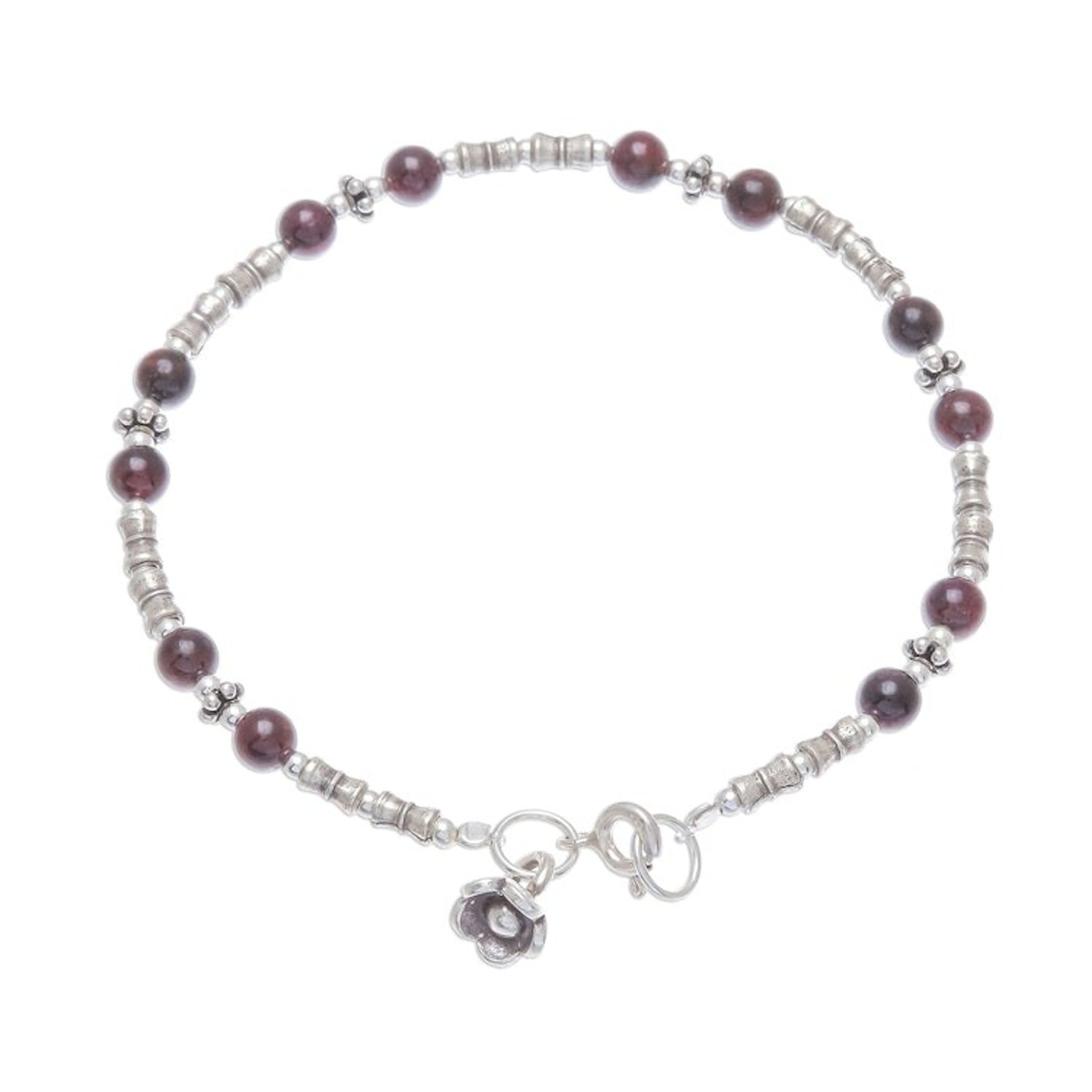 Hill Tribe Garnet Beaded Bracelet from Thailand 'Antique Hill Tribe'