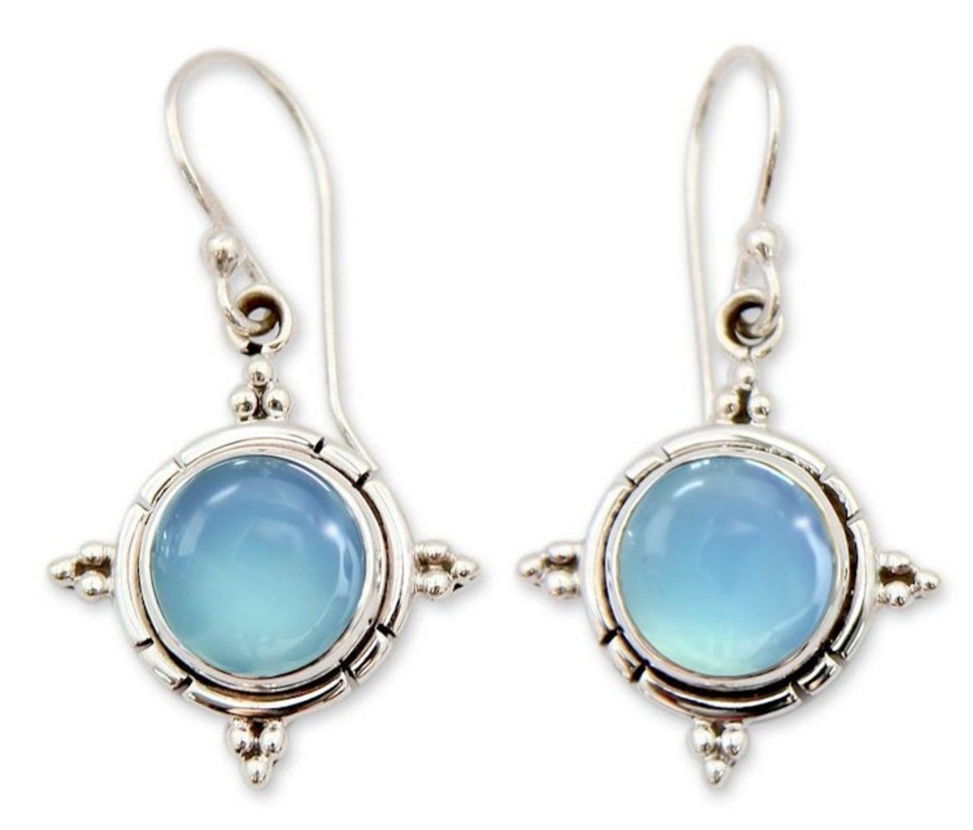 Artisan Jewelry Sterling Silver and Chalcedony Earrings 'Endless Sky'
