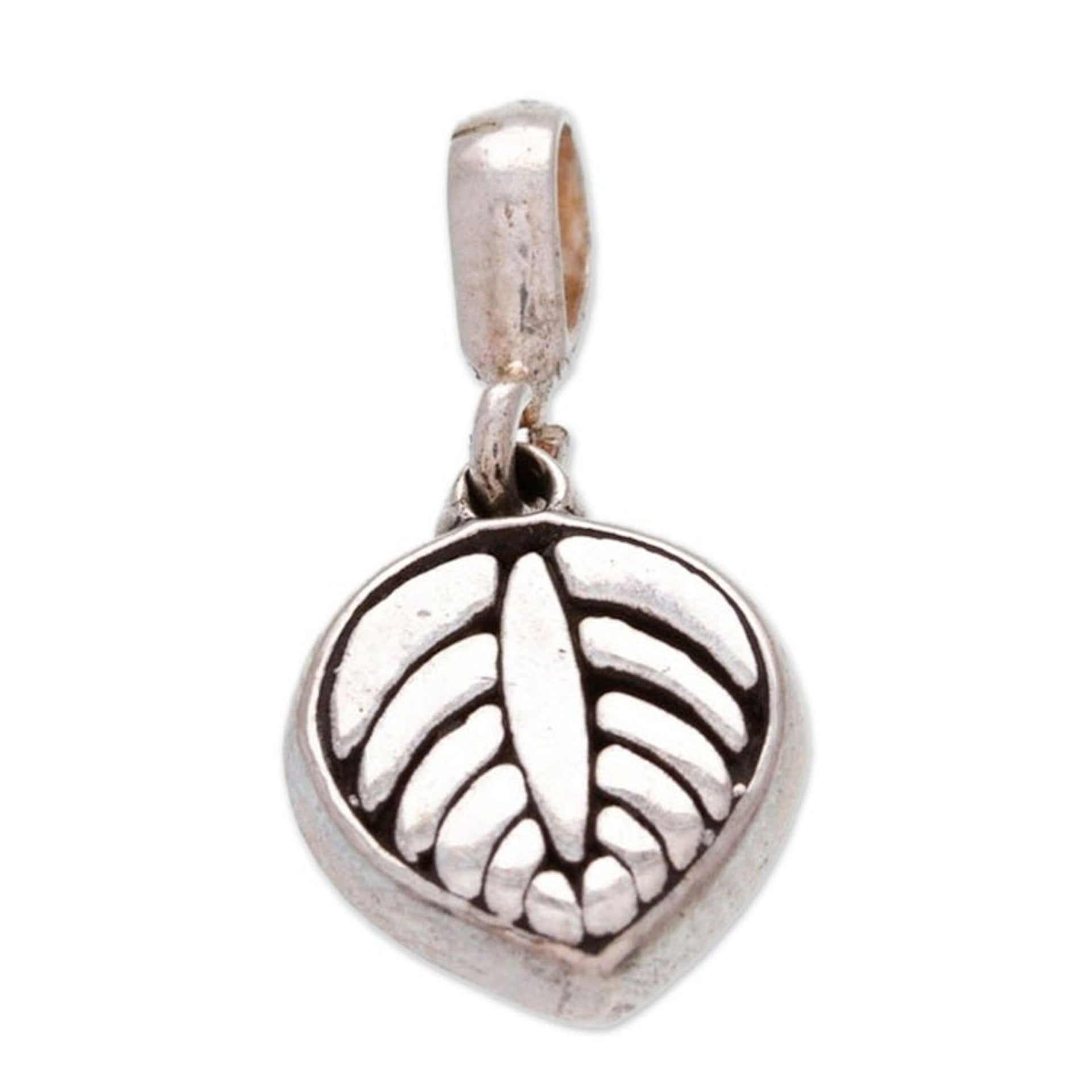 Leaf-Themed Taxco Sterling Silver Pendant from Mexico 'Luscious Leaf'