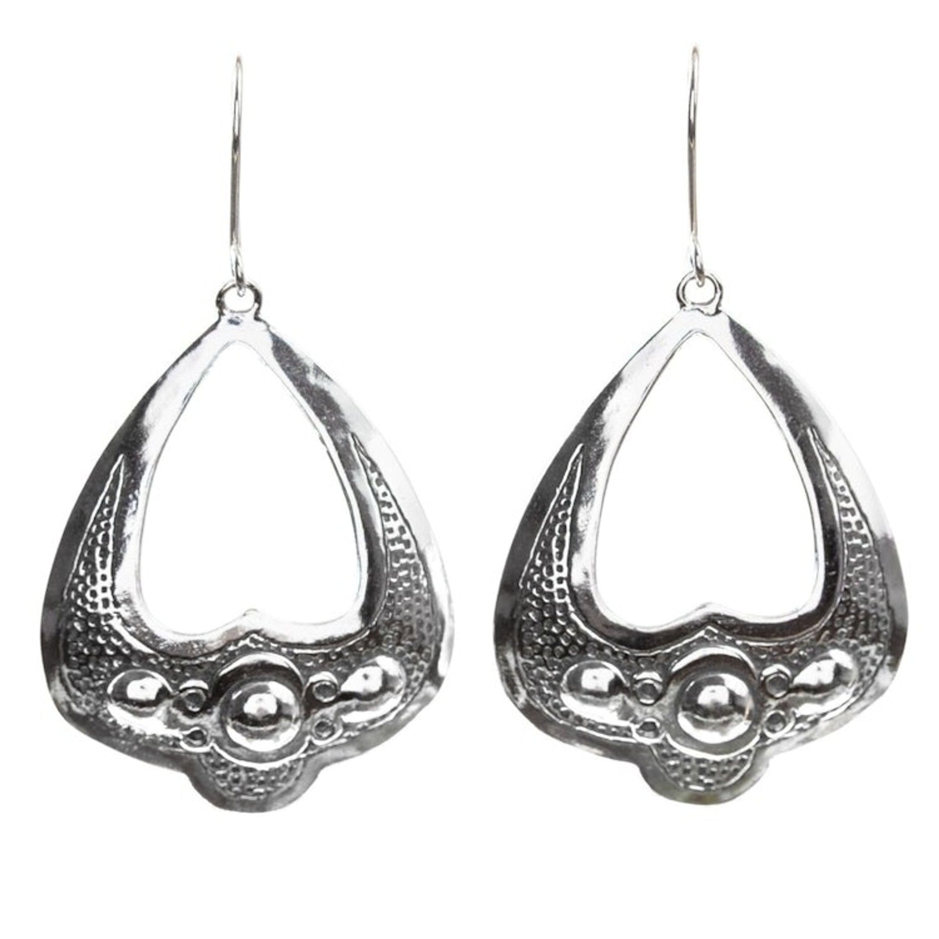 Hand Cast Sterling Silver Dangle Earrings 'Mysterious Moment'