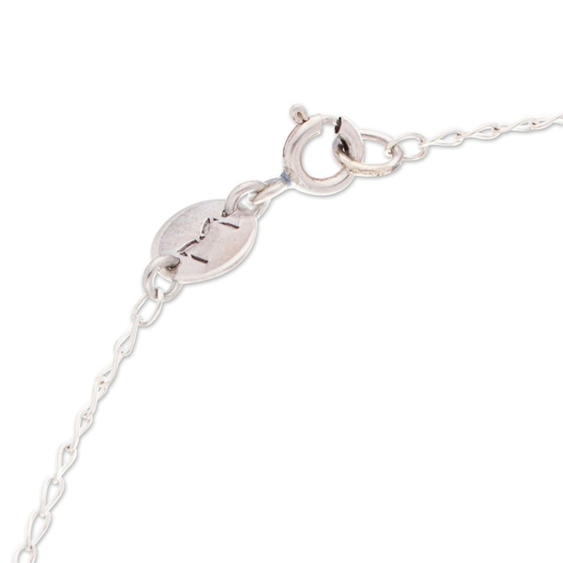 Matte and Polished 925 Silver Peach Blossom Pendant Necklace 'Peach Blossom Beauty'