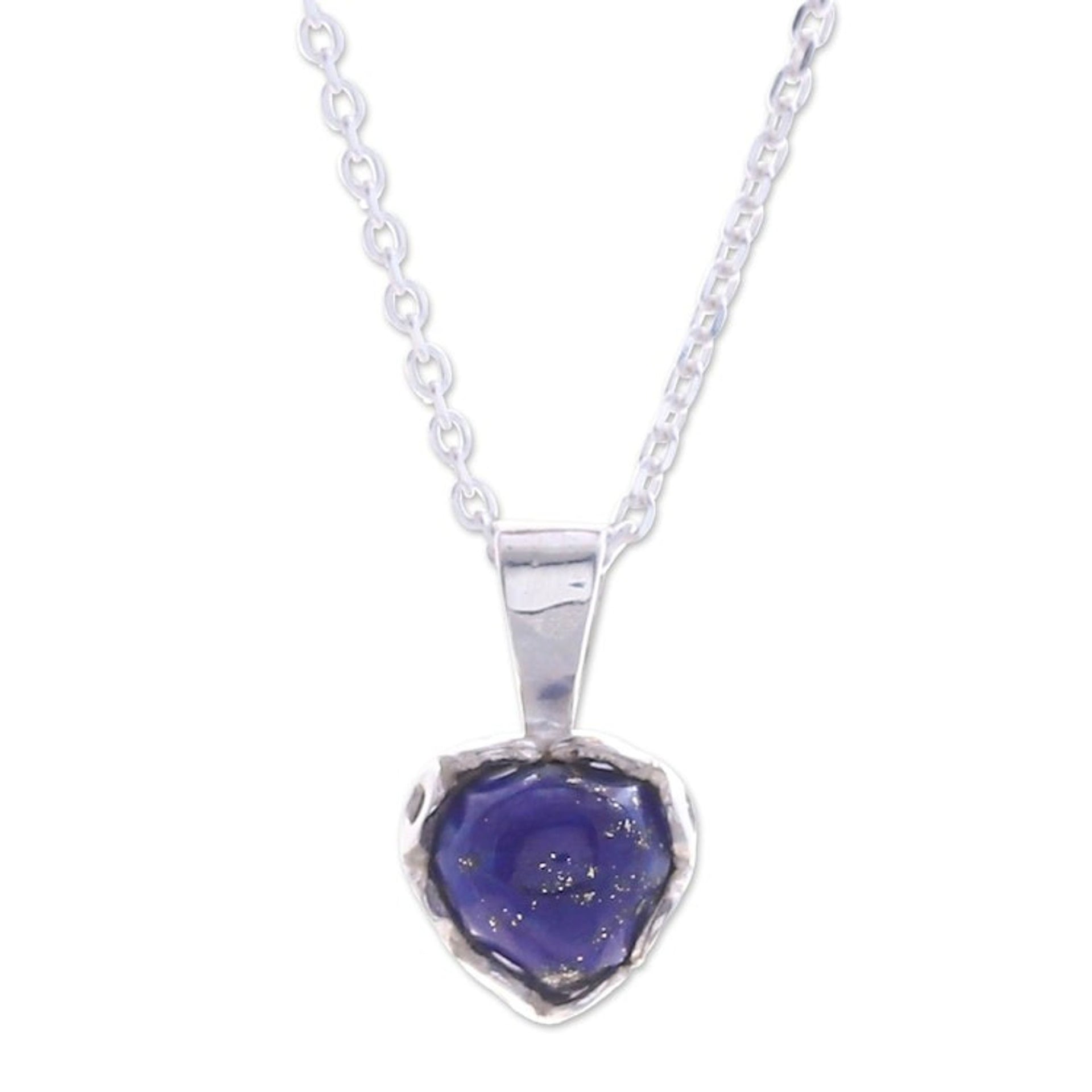 Heart-Shaped Lapis Lazuli Cabochon Pendant Necklace 'Heart of Truth'