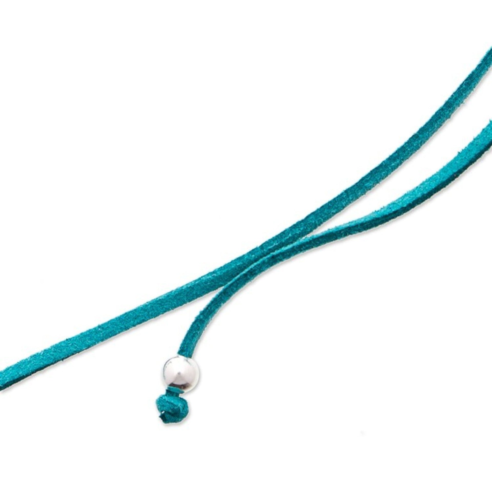 Art Glass Heart-Shaped Pendant Necklace in Teal 'My Teal Love'