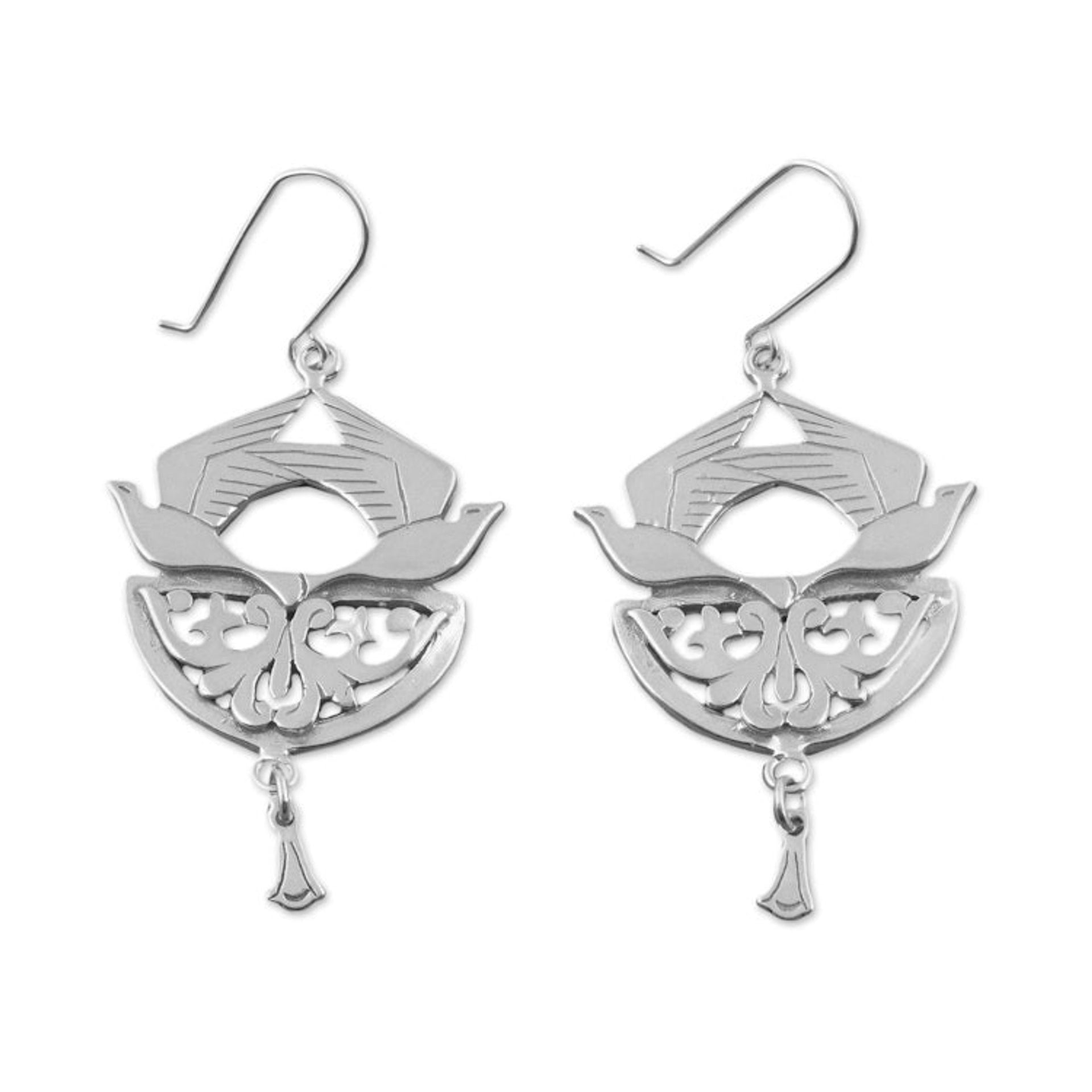 Sterling silver dangle earrings 'Songbirds'