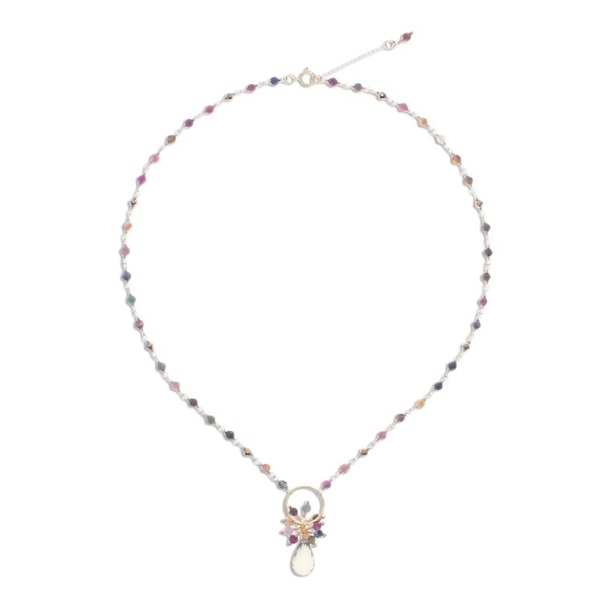 Multi-Gemstone Pendant Necklace with 24k Gold Plating 'Sweet Serendipity'