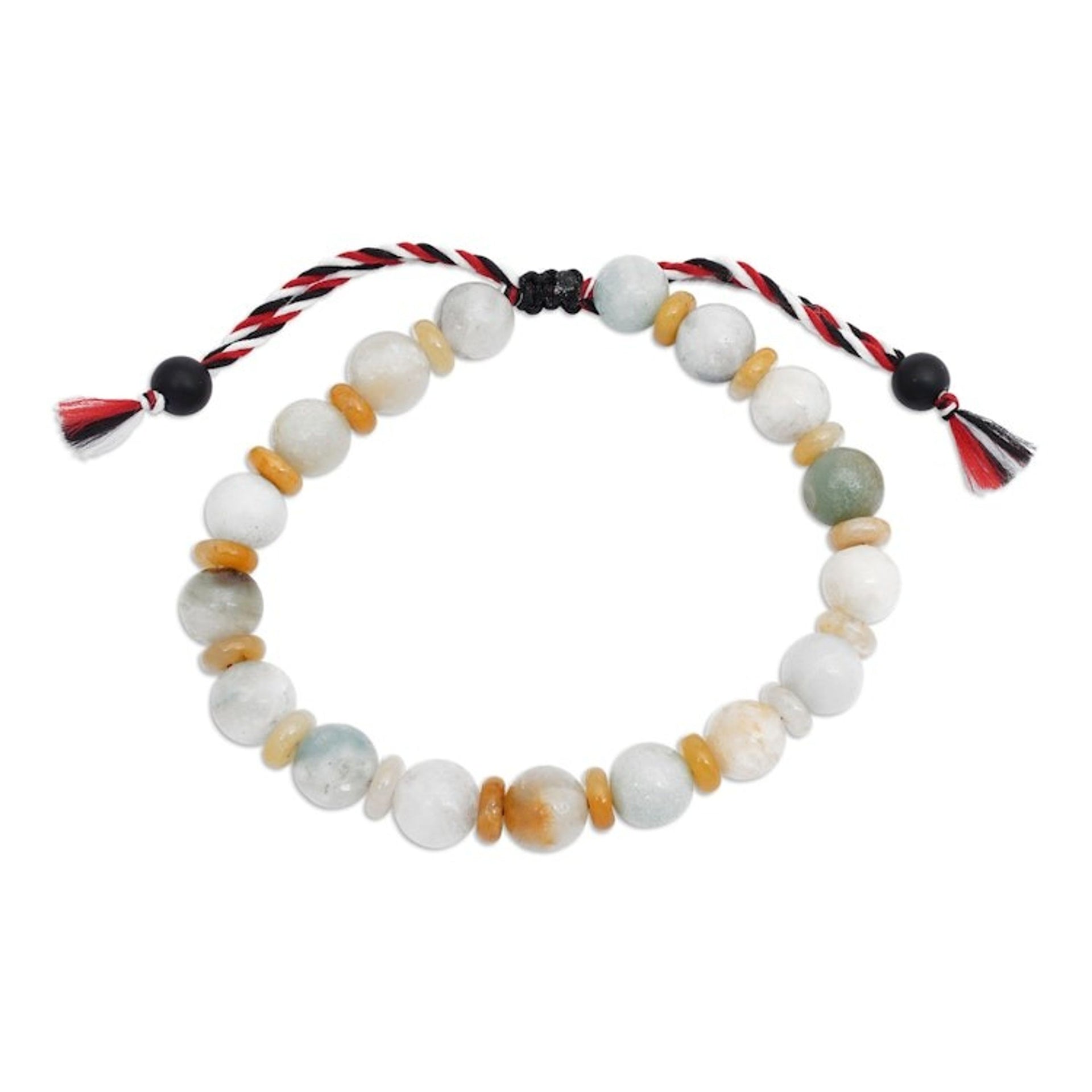 Yoga Tridatu Amazonite and Onyx Beaded Men's Bracelet 'Tridatu Harmony'
