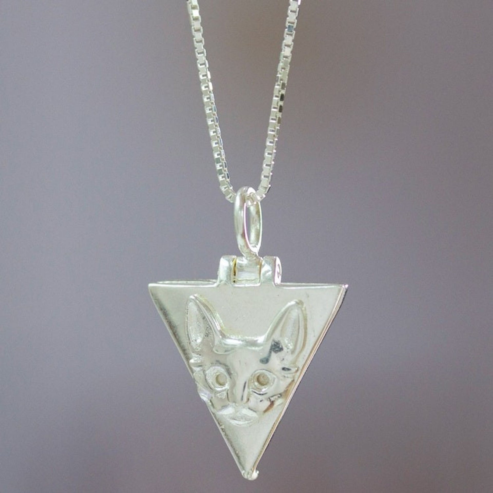 Handcrafted Sterling Silver Locket Necklace 'Oblique Cat'