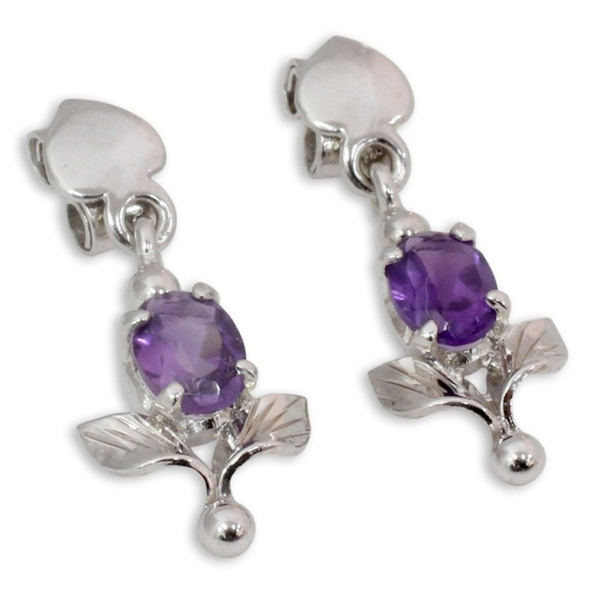 Amethyst and Sterling Silver Earrings Floral Jewelry 'Lavender Bloom'