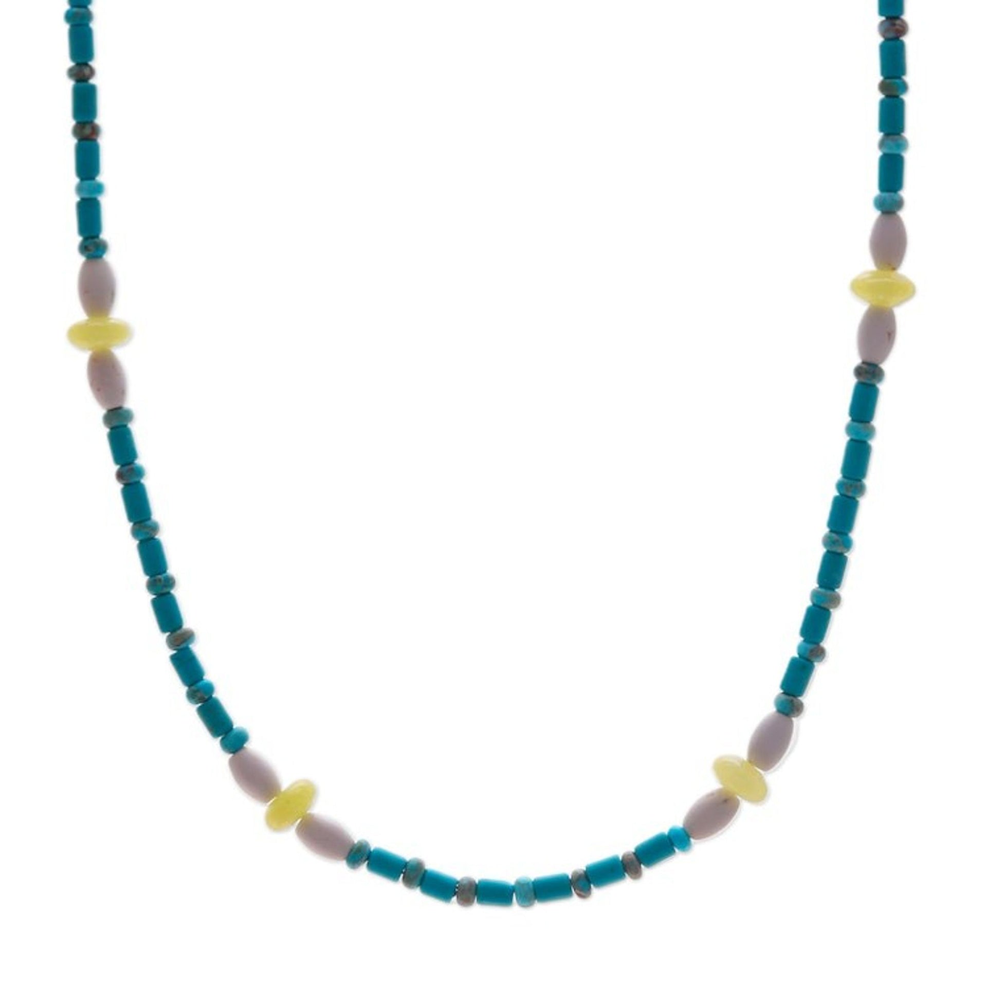 Recon Turquoise, Lemon Quartz and Howlite Beaded Necklace 'Green Charm'
