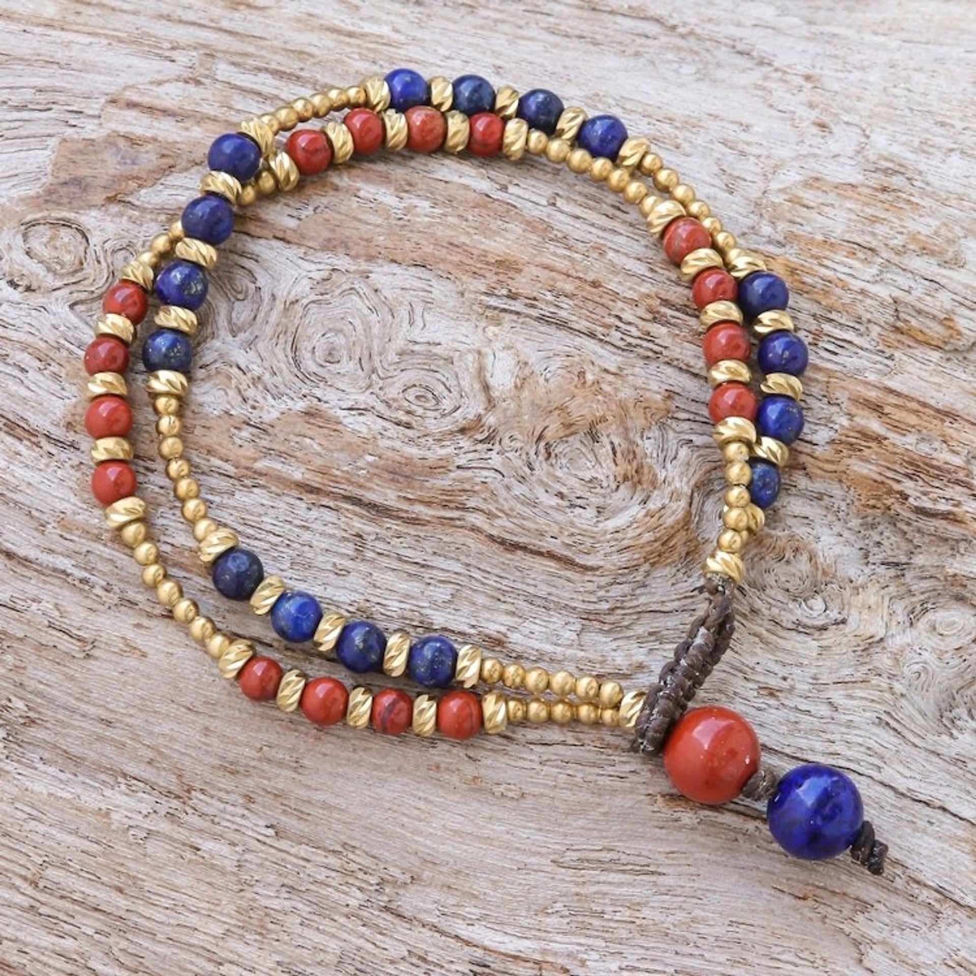 Jasper and Lapis Lazuli Beaded Bracelet 'Carnival in Blue'