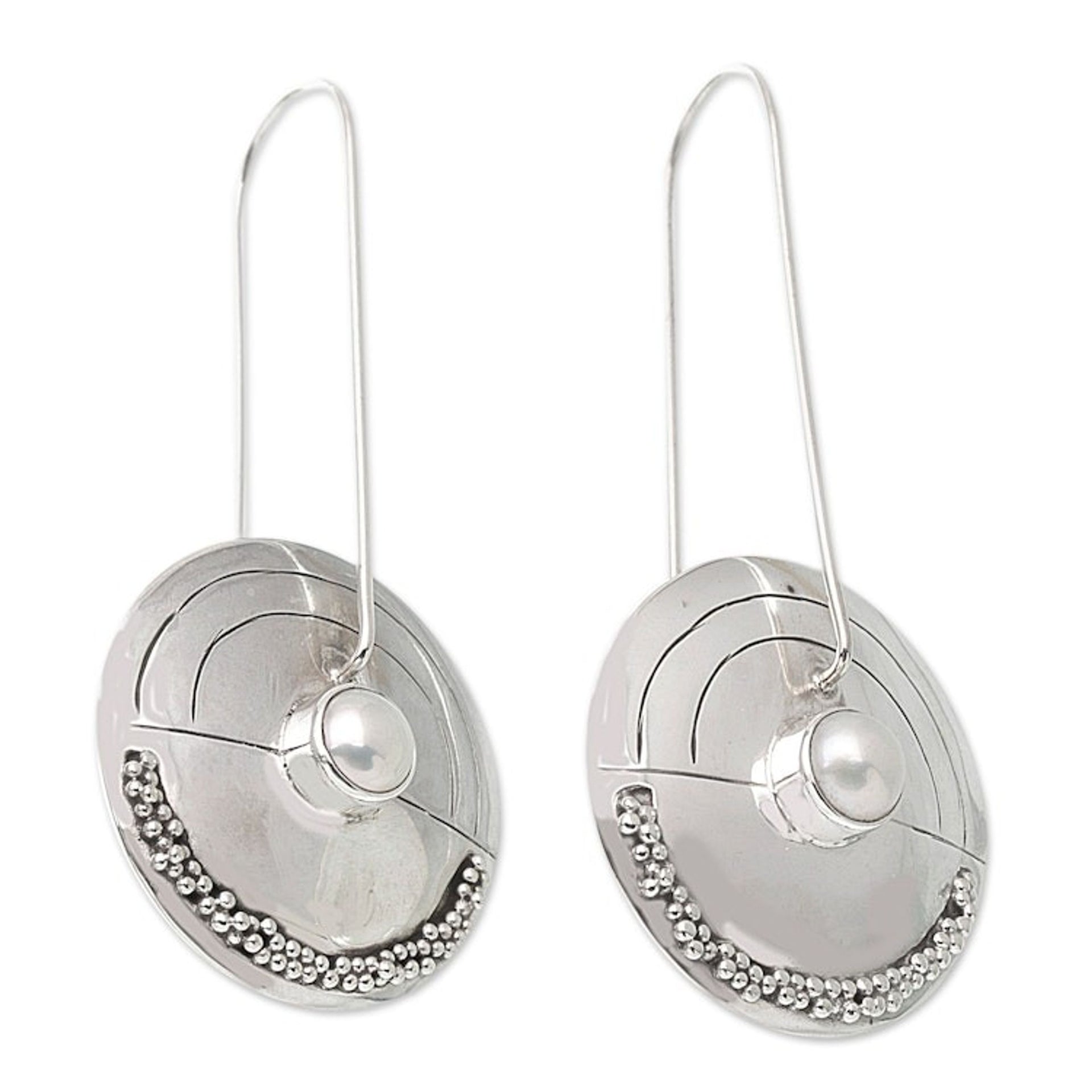 Modern Pearl Sterling Silver Drop Earrings 'Moonlight Sand'