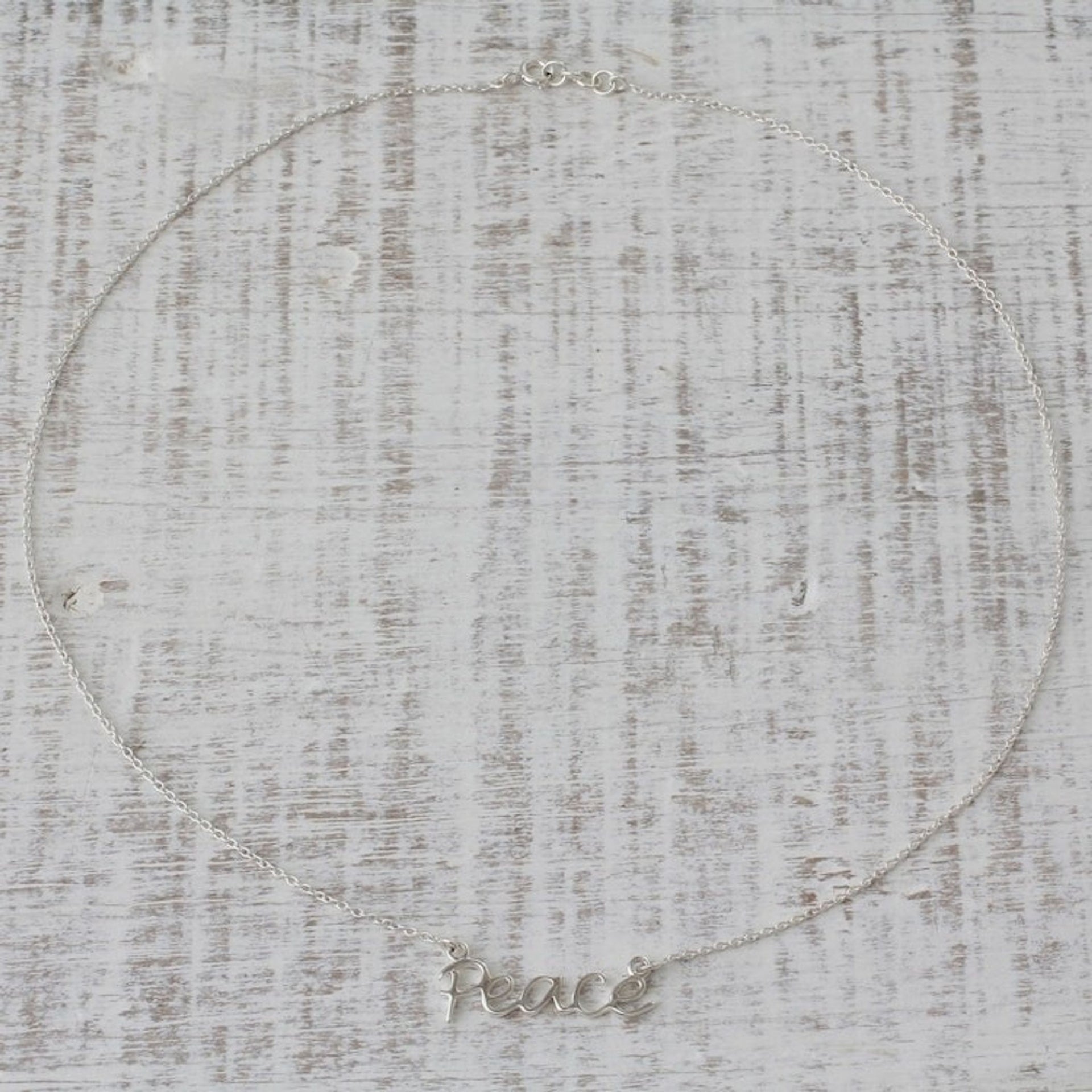 Peace Theme Sterling Silver Pendant Necklace from India 'Peace Mantra'