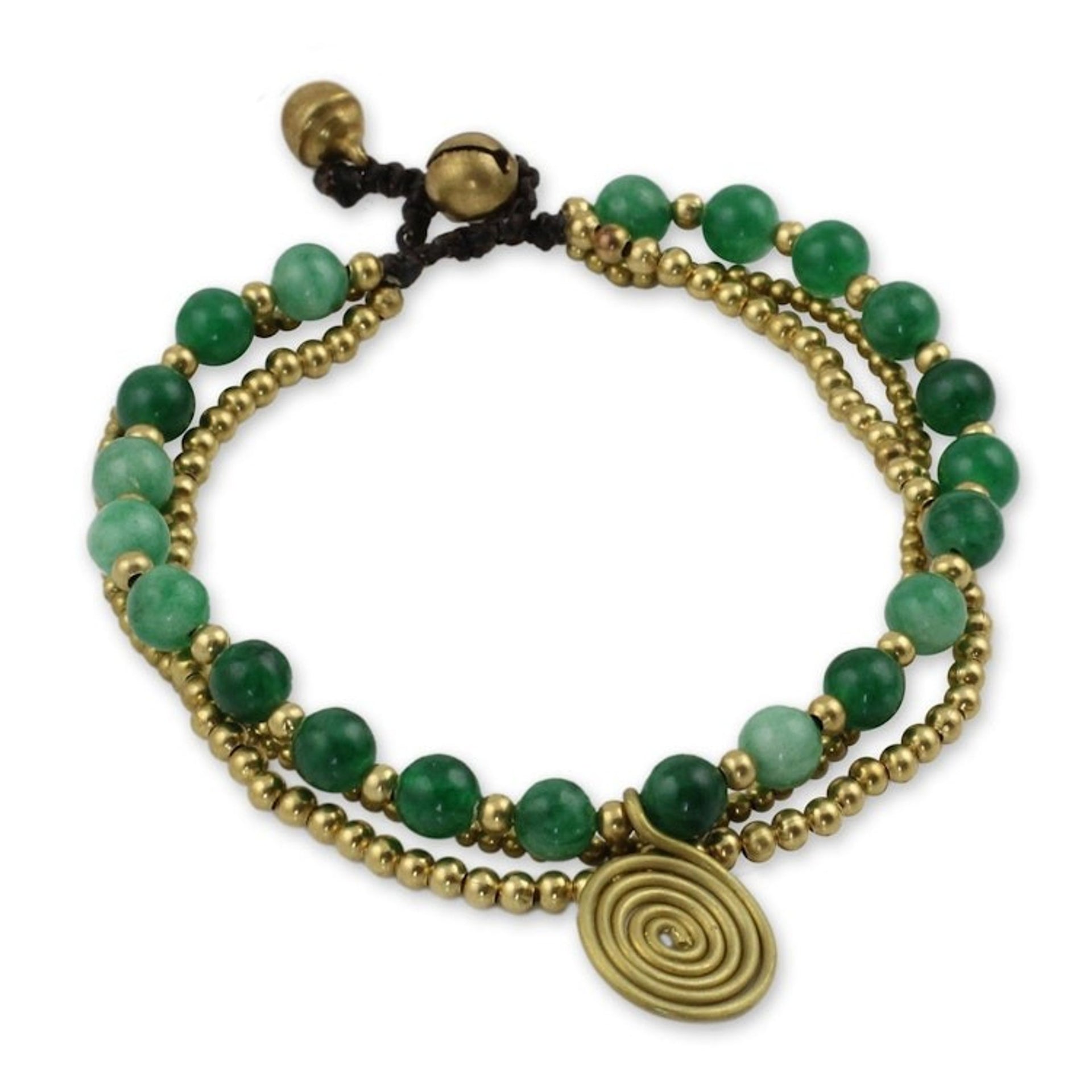 Brass Beaded Aventurine Bracelet from Thailand 'Daydreams'
