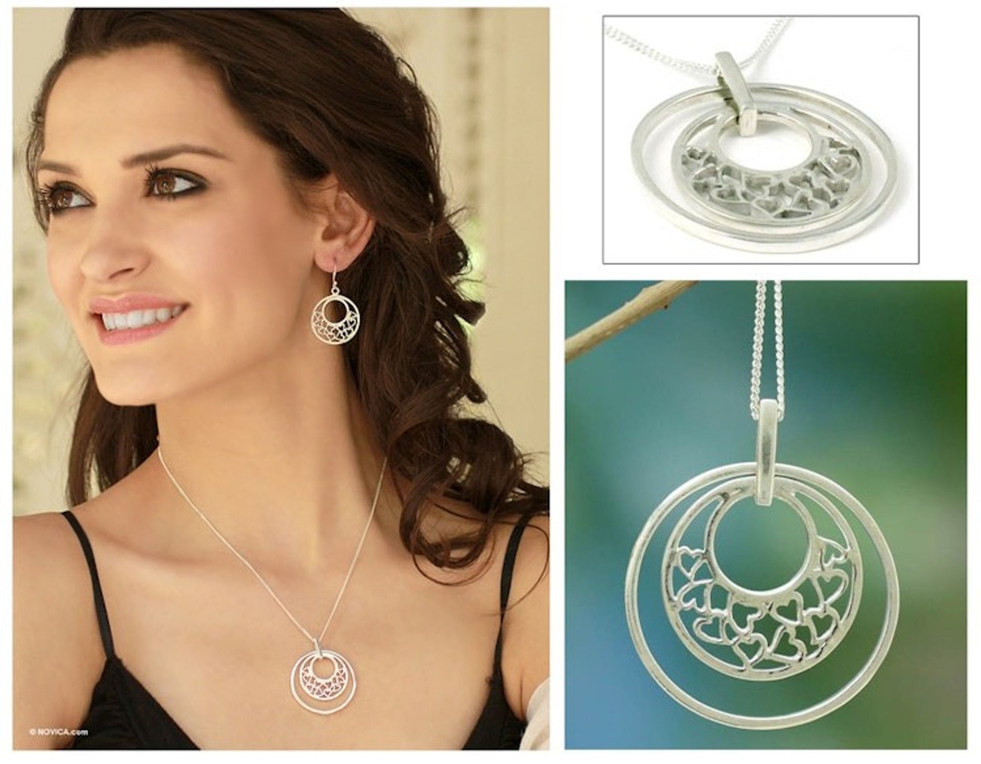 Handcrafted Heart Shaped Sterling Silver Pendant Necklace 'Joyous Love'