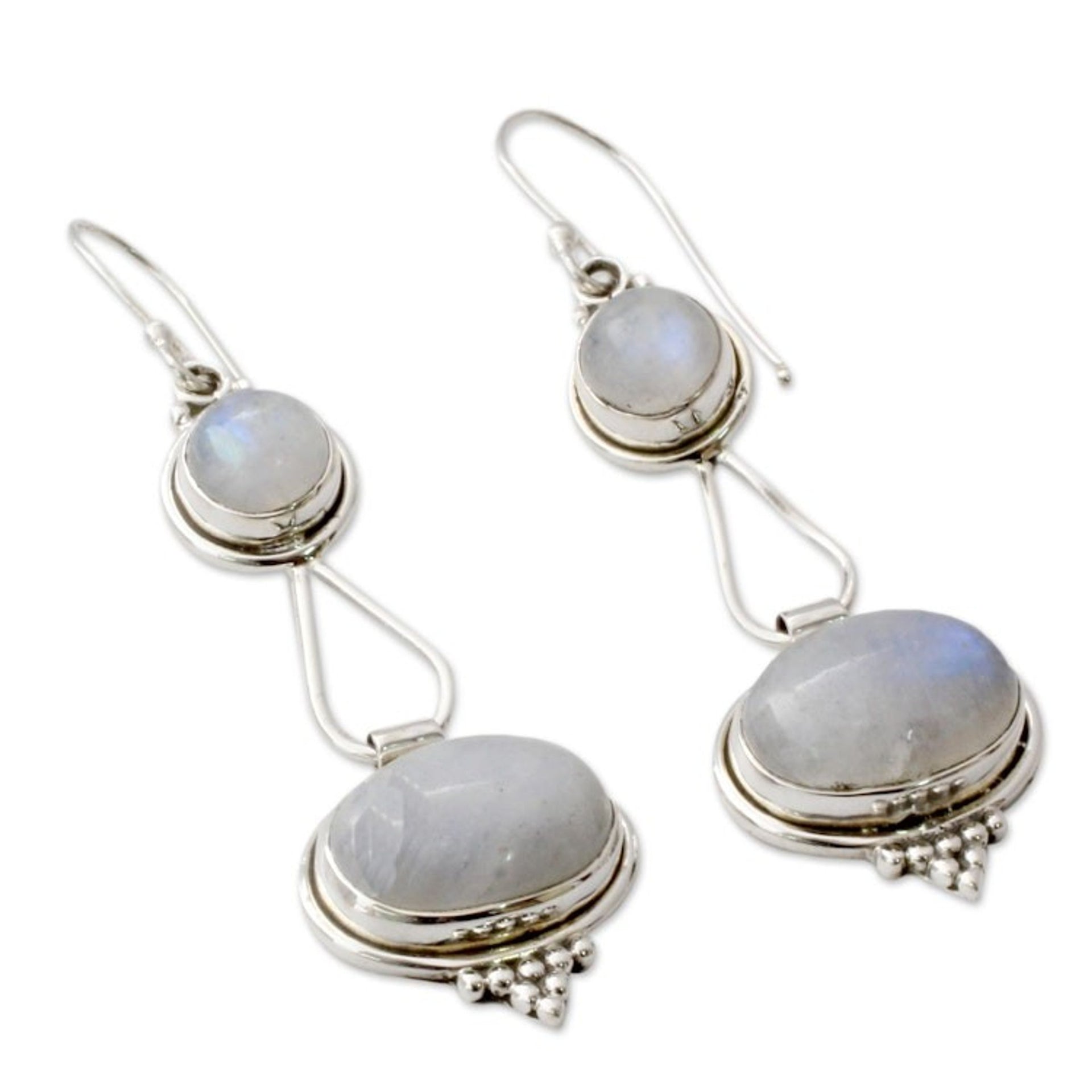 Rainbow Moonstone Earrings Sterling Silver Handmade 'Goddesses'
