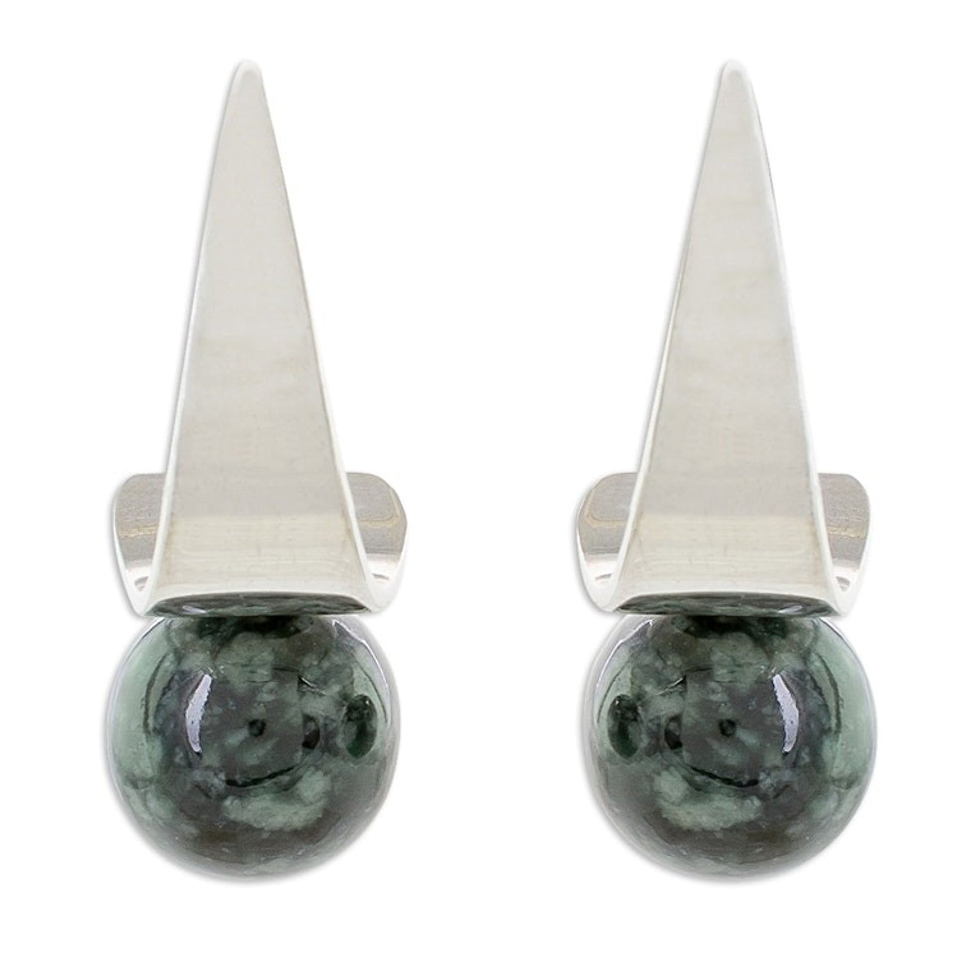 Modern Jade Half-Hoop Earrings from Guatemala 'Mystic Jade'
