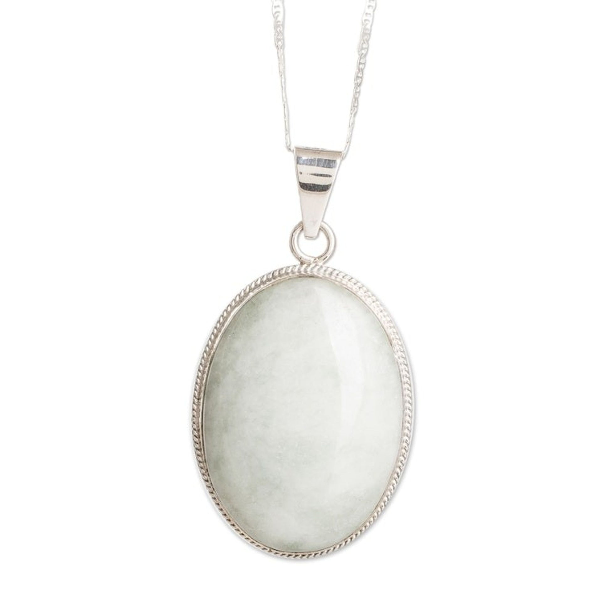 Reversible Silver and Apple Green Jade Maya Pendant Necklace 'Treasures of My Land'