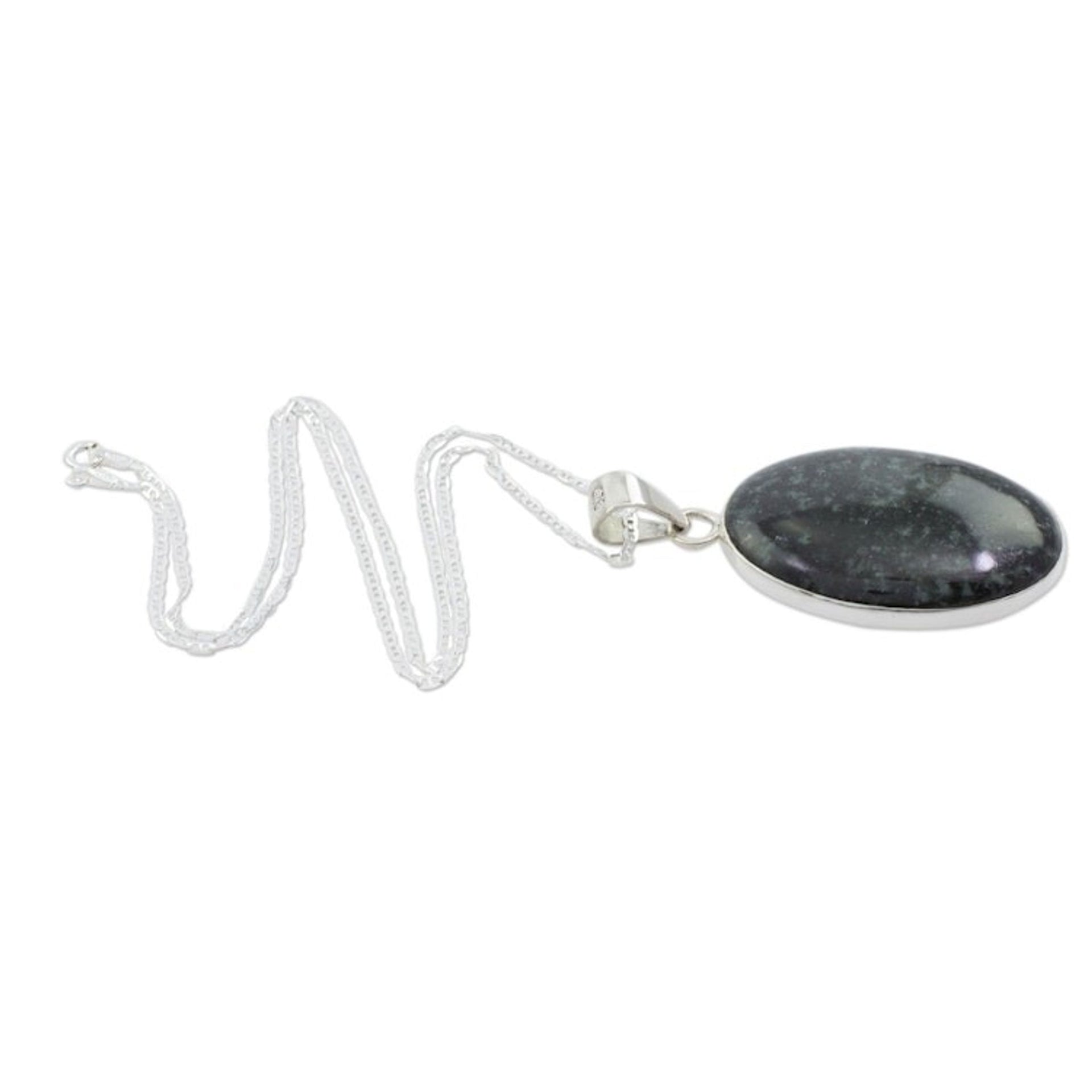 Artisan Crafted Maya Theme Dark Jade Necklace 'Tikal Toucan'
