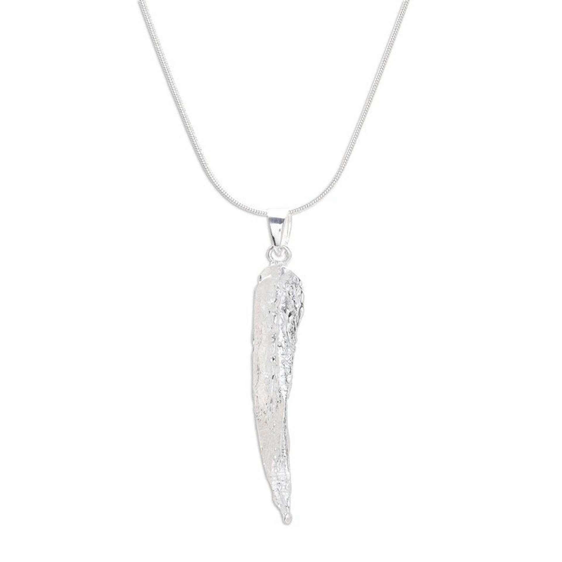 Leafy Abstract Sterling Silver Pendant Necklace 'Abstract Leaf'