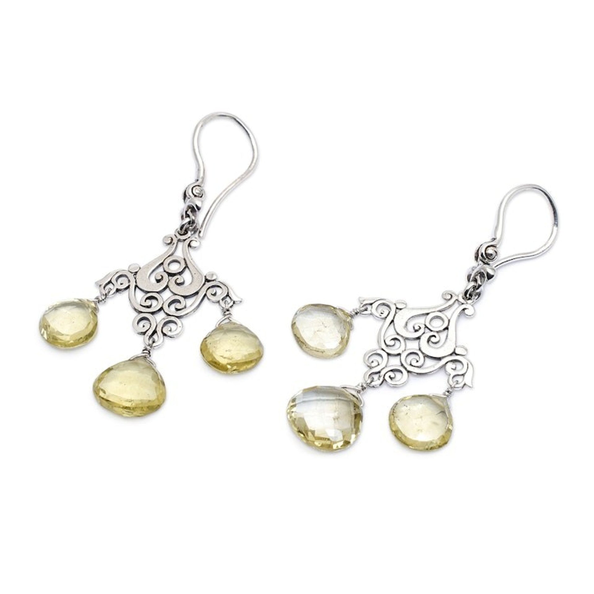 Polished Lemon Quartz Chandelier Earrings Crafted in Bali 'Gala of Felicity'