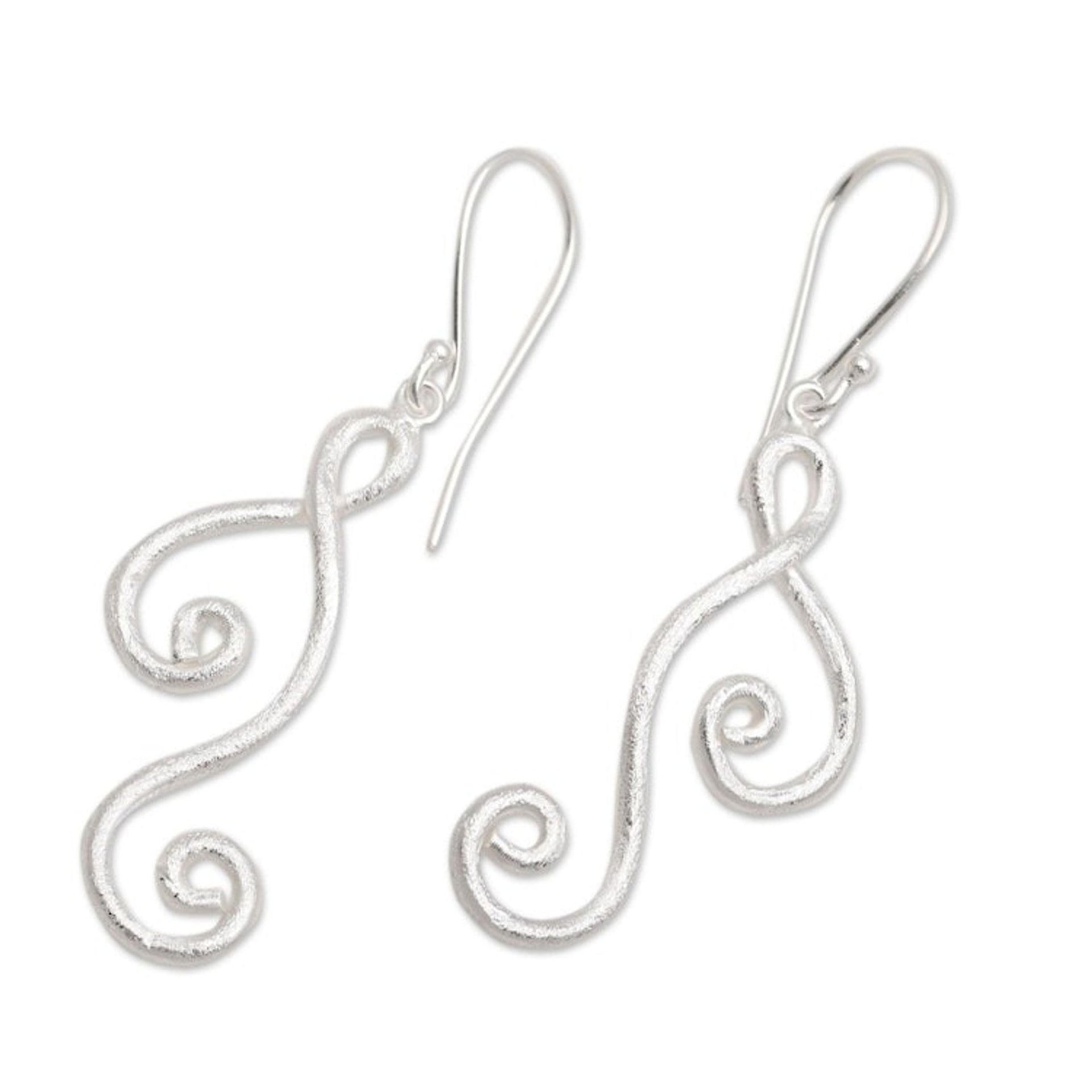 Modern Brushed Sterling Silver Earrings Handcrafted in Bali 'Silver Song'