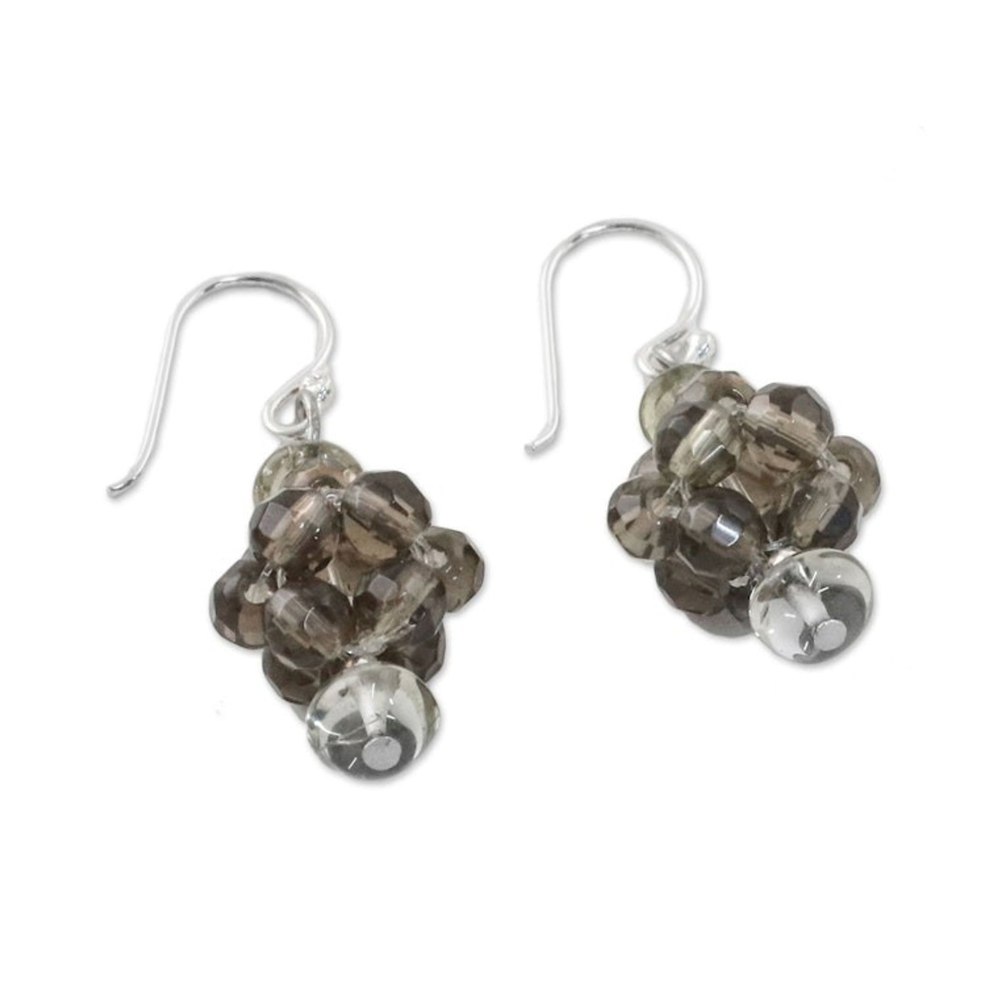 Quartz cluster earrings 'Smoky Mystique'