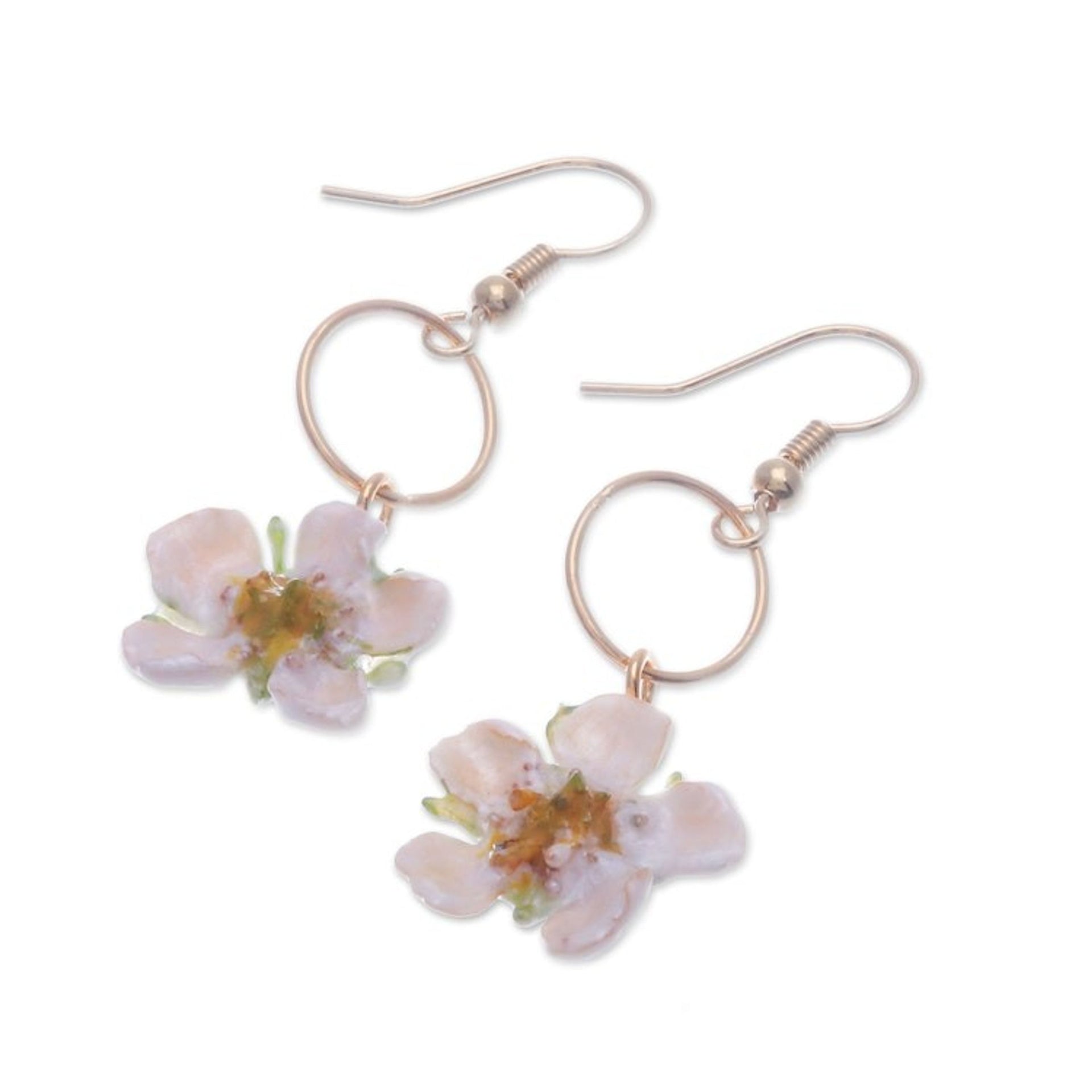 22k Gold-Plated Natural Calabura Flower Dangle Earrings 'Heavenly Celebration'