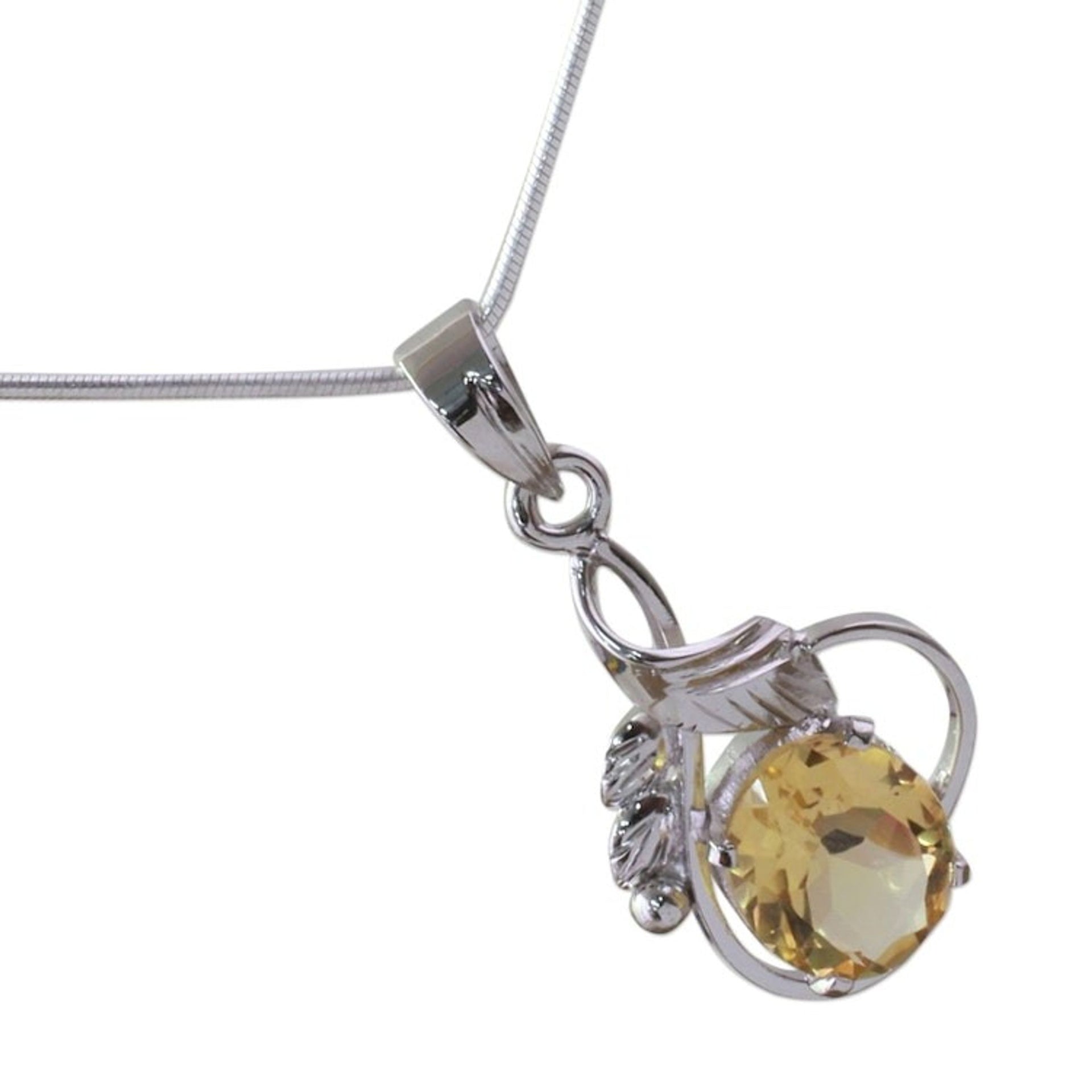 Sterling Silver and Topaz Necklace Modern Jewelry 'Golden Majesty'