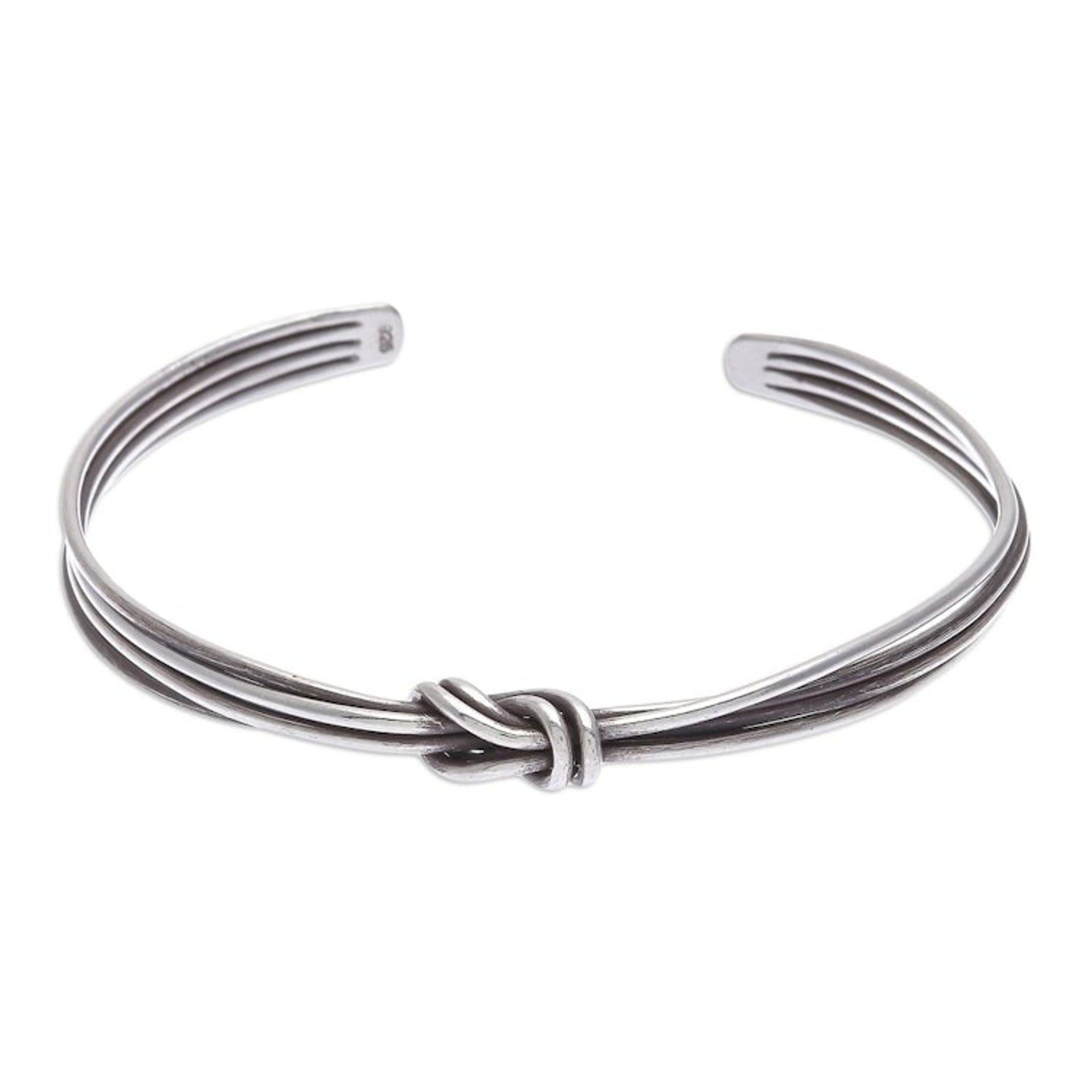 Hand Made Sterling Silver Cuff Bracelet 'Strong Bond'
