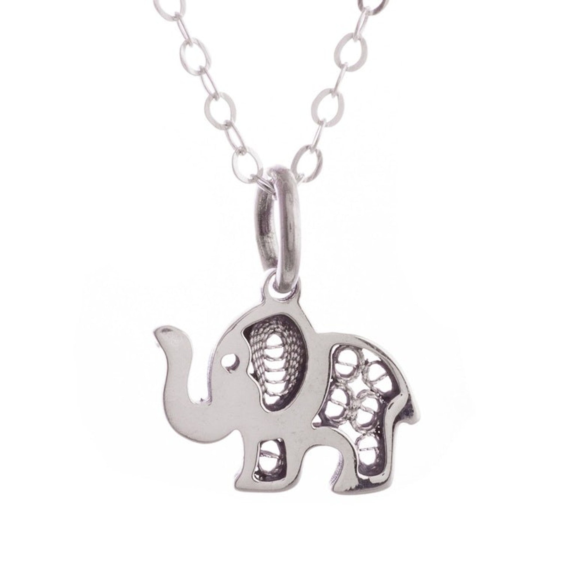 Sterling Silver Elephant with Filigree Pendant Necklace 'Fancy Elephant'