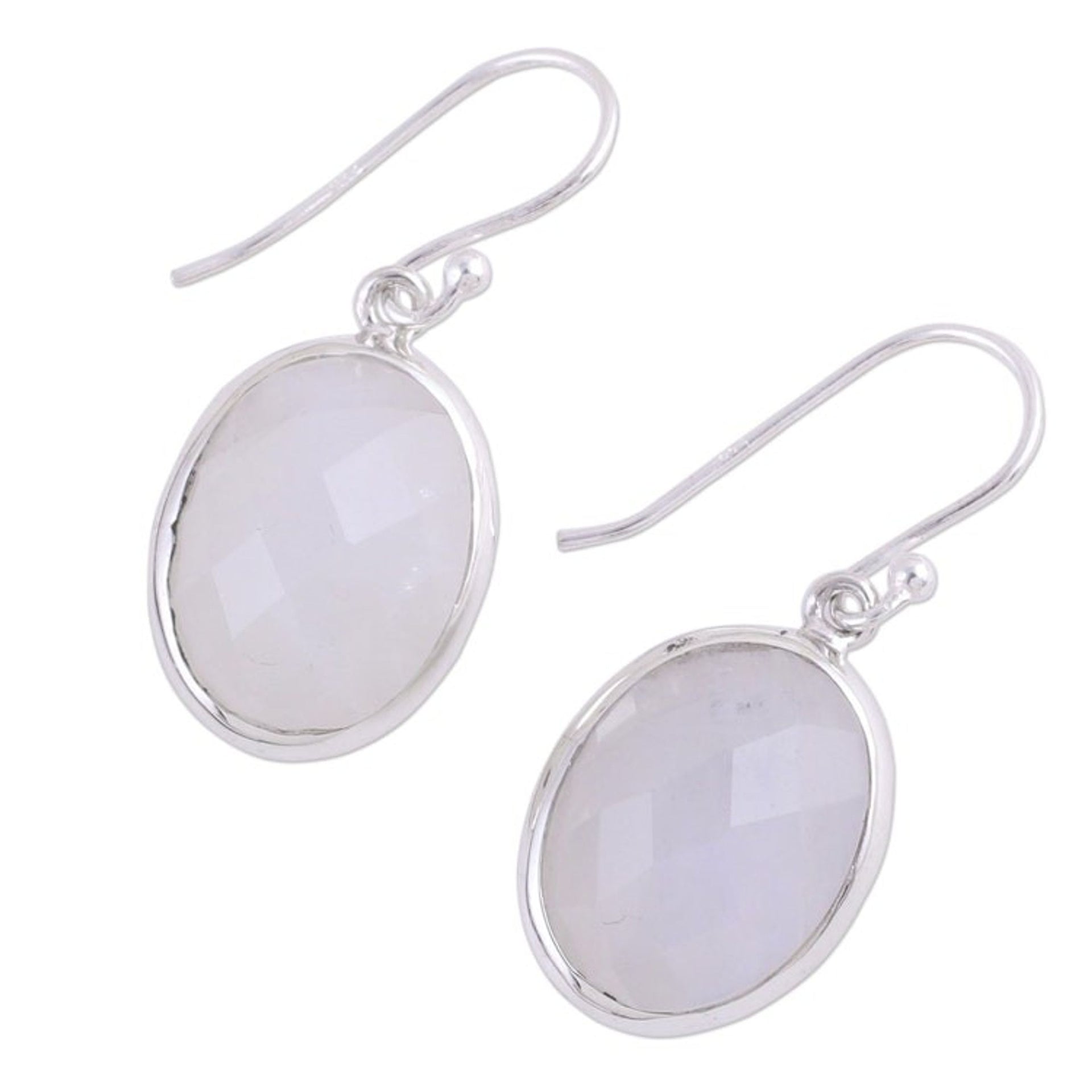 Checkerboard Faceted Rainbow Moonstone Earrings 'Lucid Dreams'