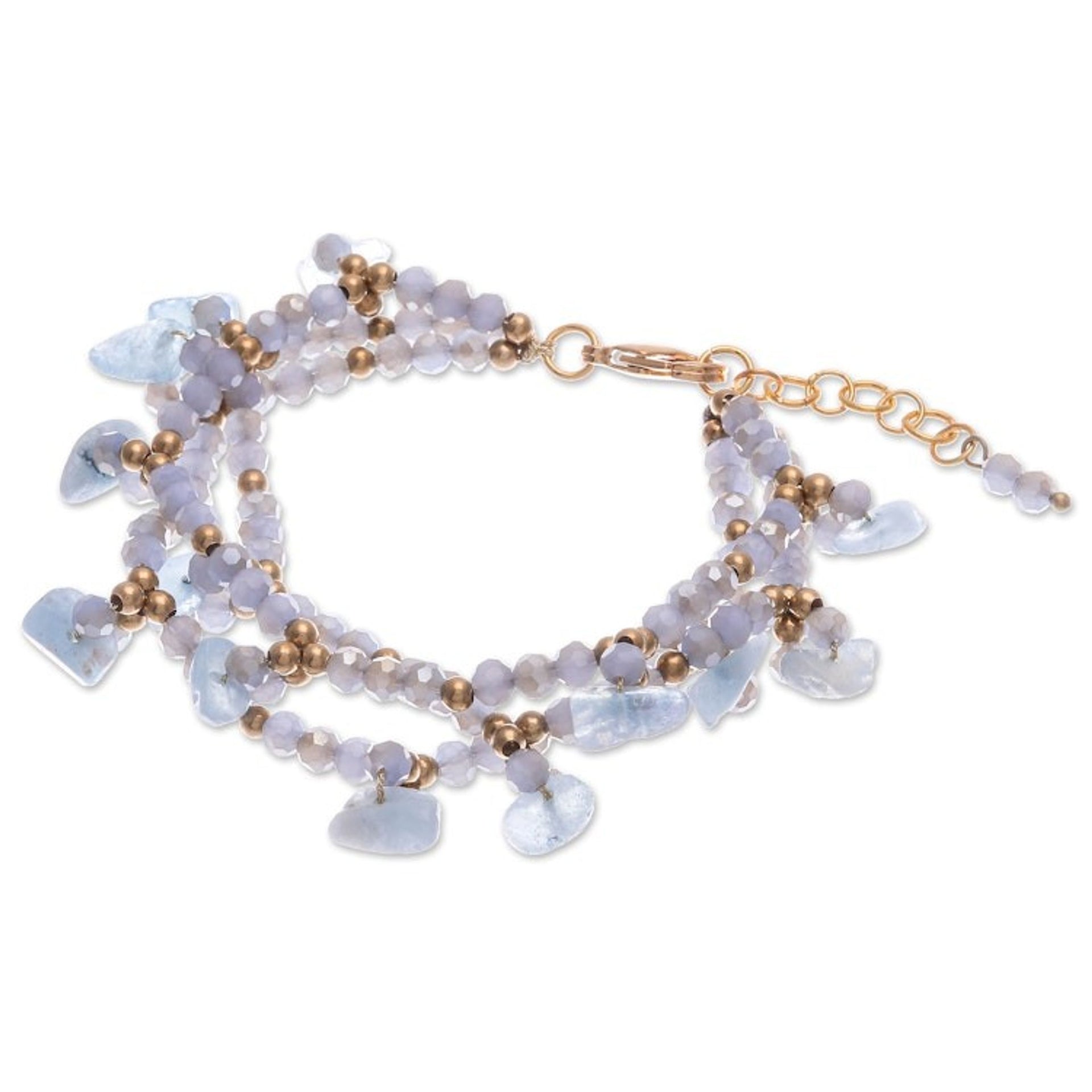 Aquamarine Beaded Bracelet with 14k Gold Accents 'Wonderful Light Blue'