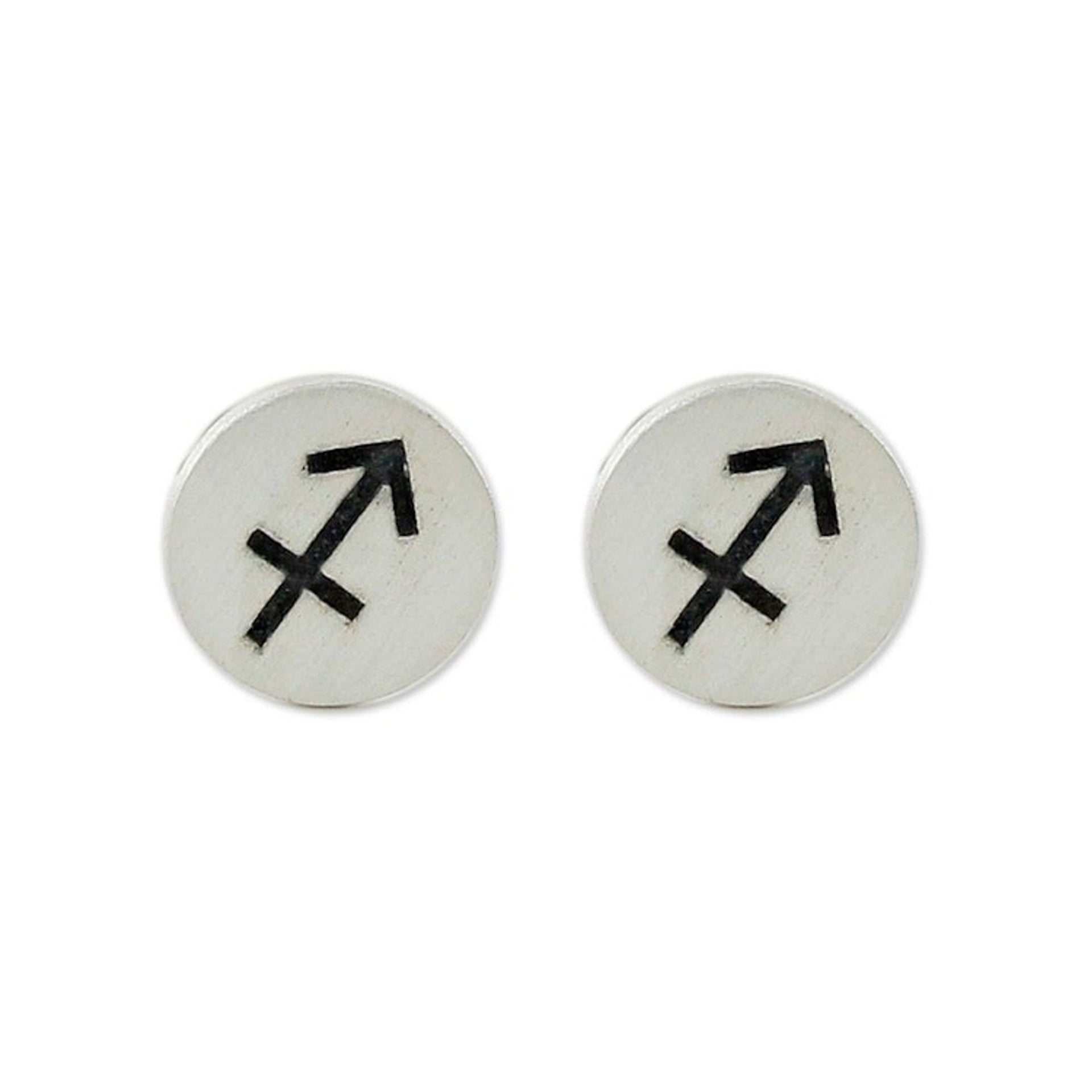 Sterling Silver Sagittarius Stud Earrings from Thailand 'Satin Sagittarius'