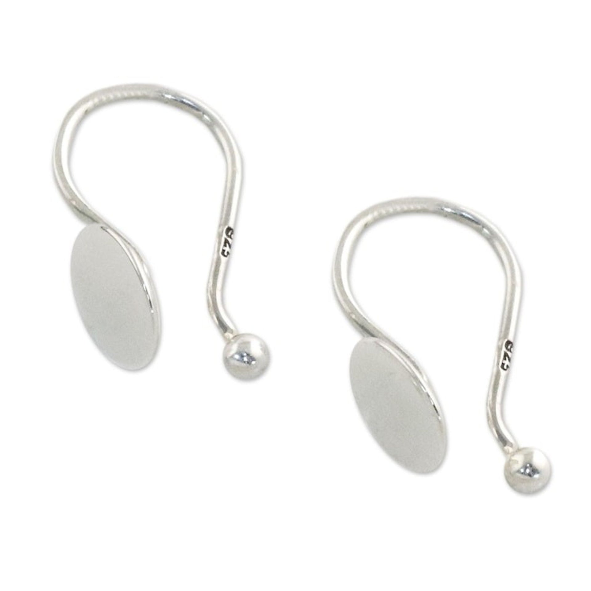 925 Sterling Silver Circular Ear Cuffs from Thailand 'Circle Shimmer'