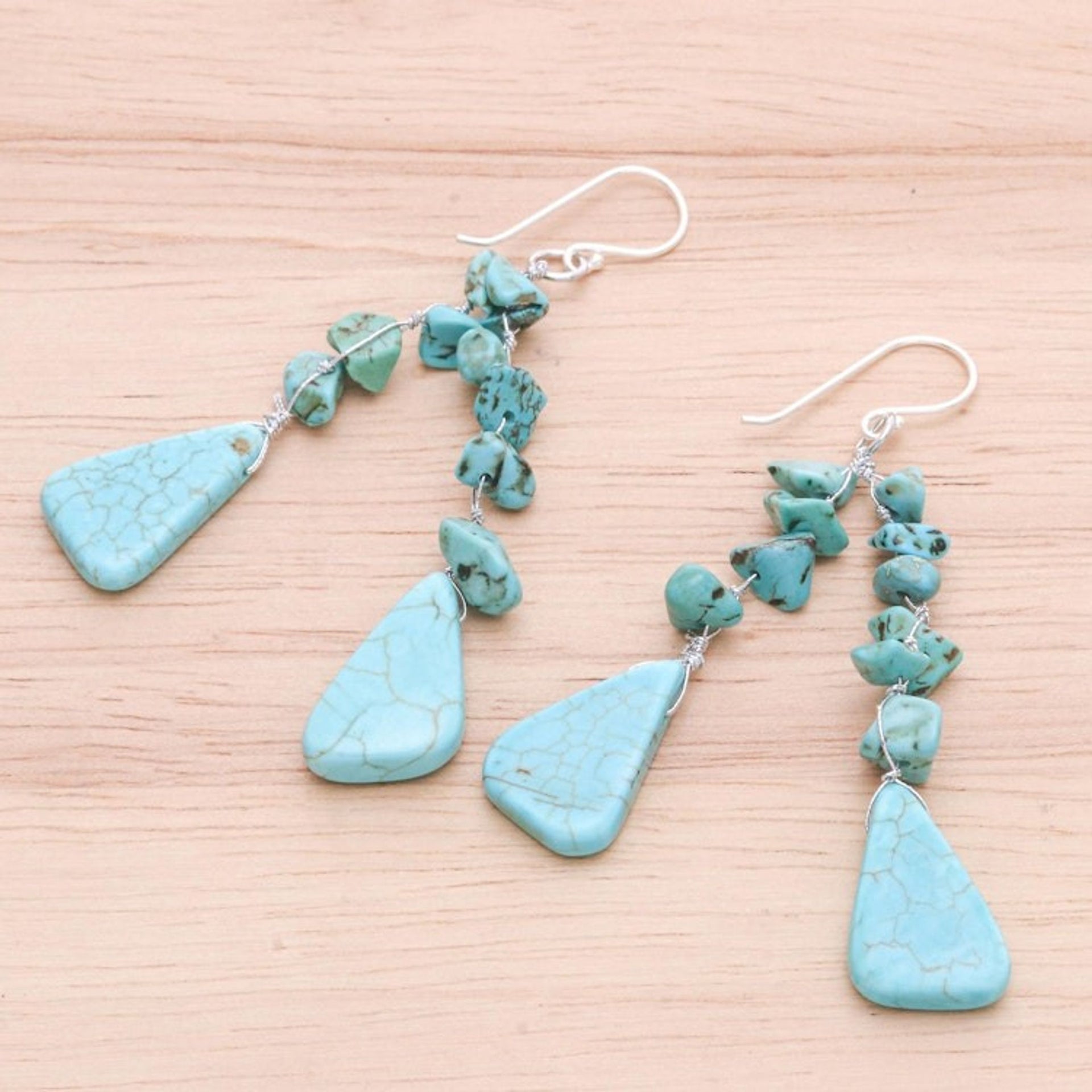 Unique Turquoise Colored Waterfall Earrings 'Falling Rain'