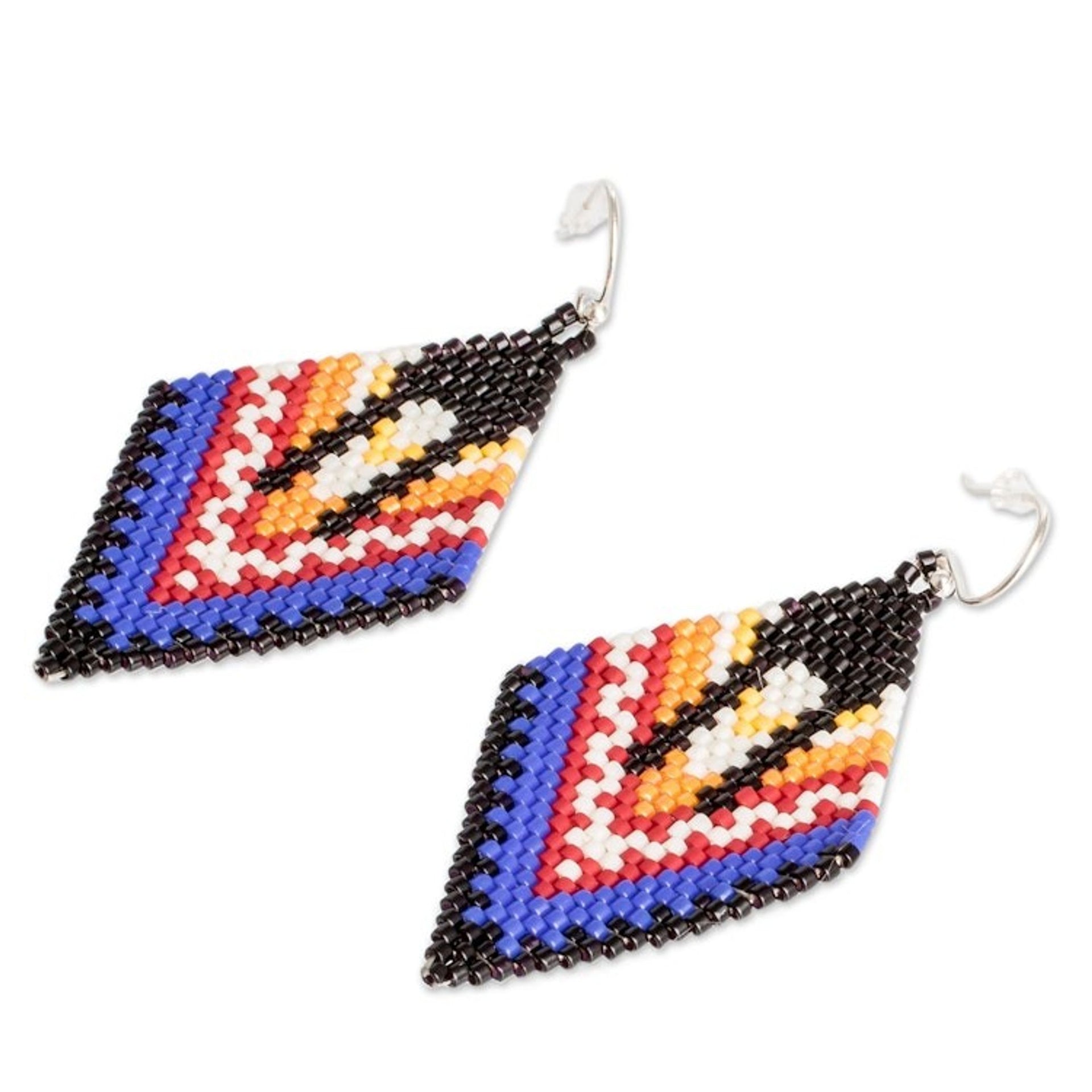 Handcrafted Glass Beaded Salvadoran Woman Dangle Earrings 'Multiculturalism'