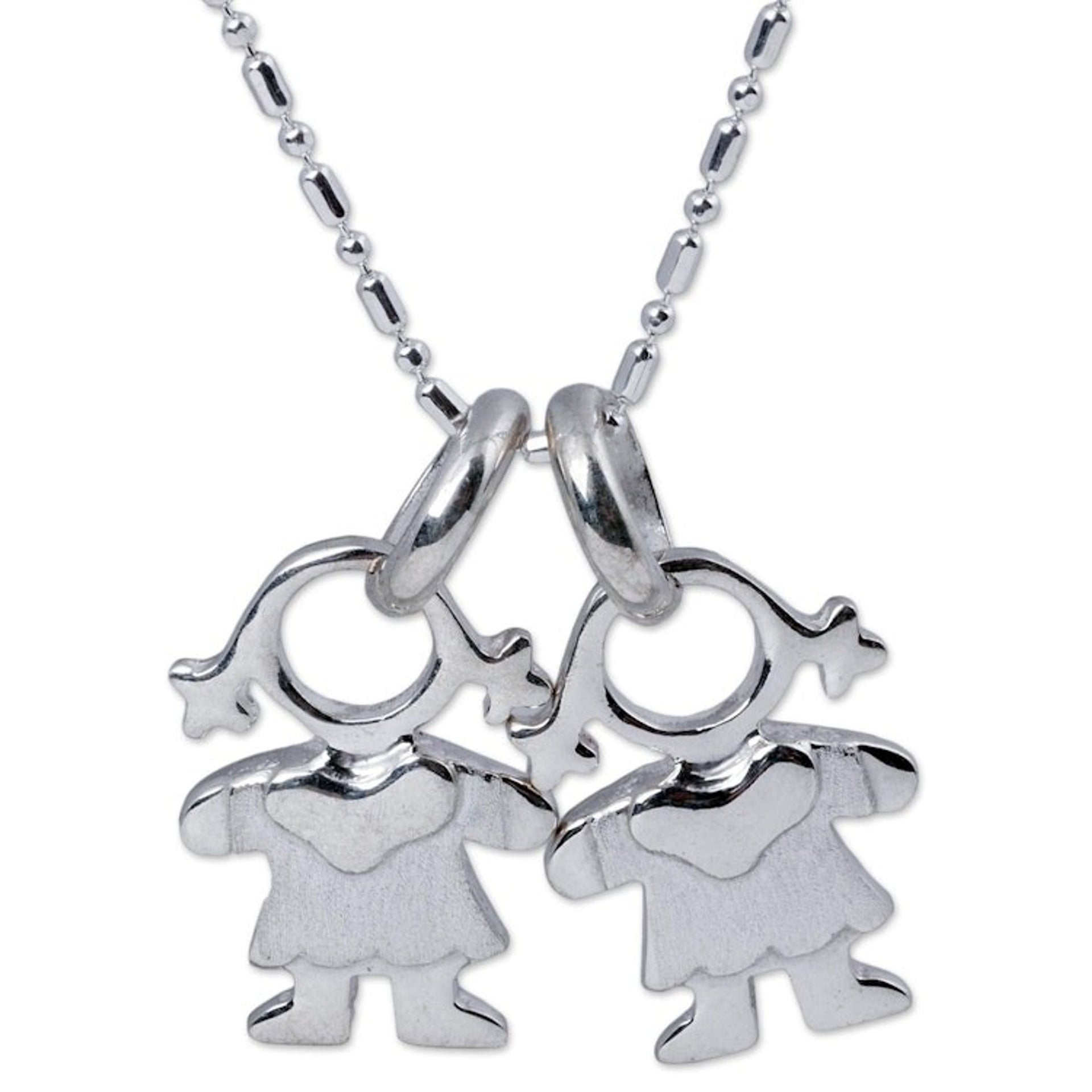 2 Silver Daughter Pendants on Sterling Silver Necklace 'My Stars'