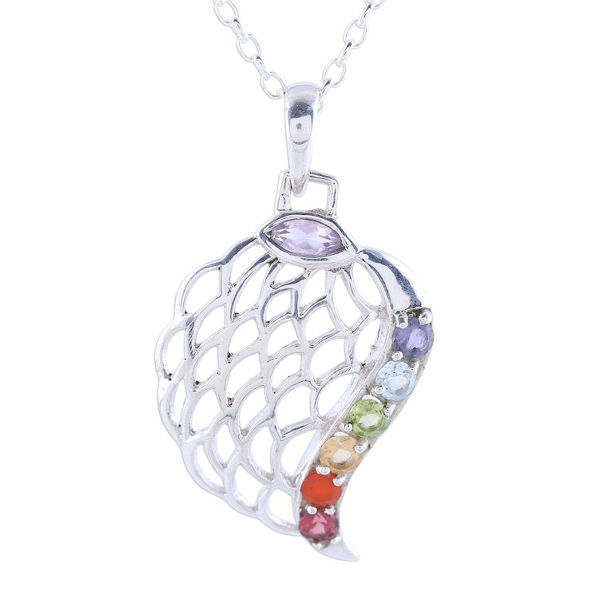 Multi-Gemstone Chakra Pendant Necklace from India 'Natural Chakra'