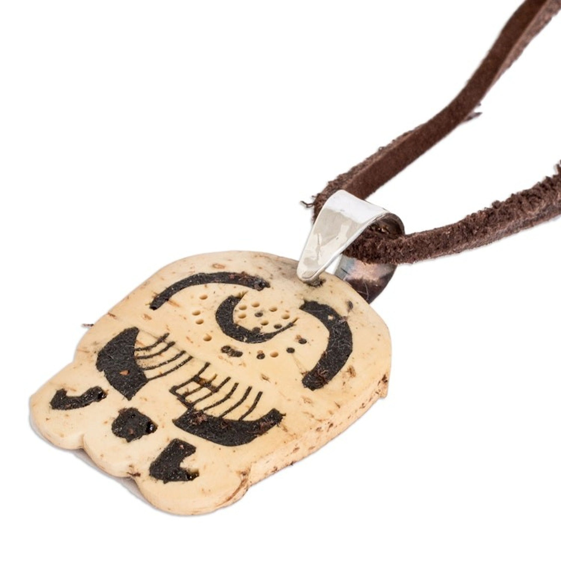Coconut Shell and Lava Stone Imox Sign Pendant Necklace 'Connection with Nature'