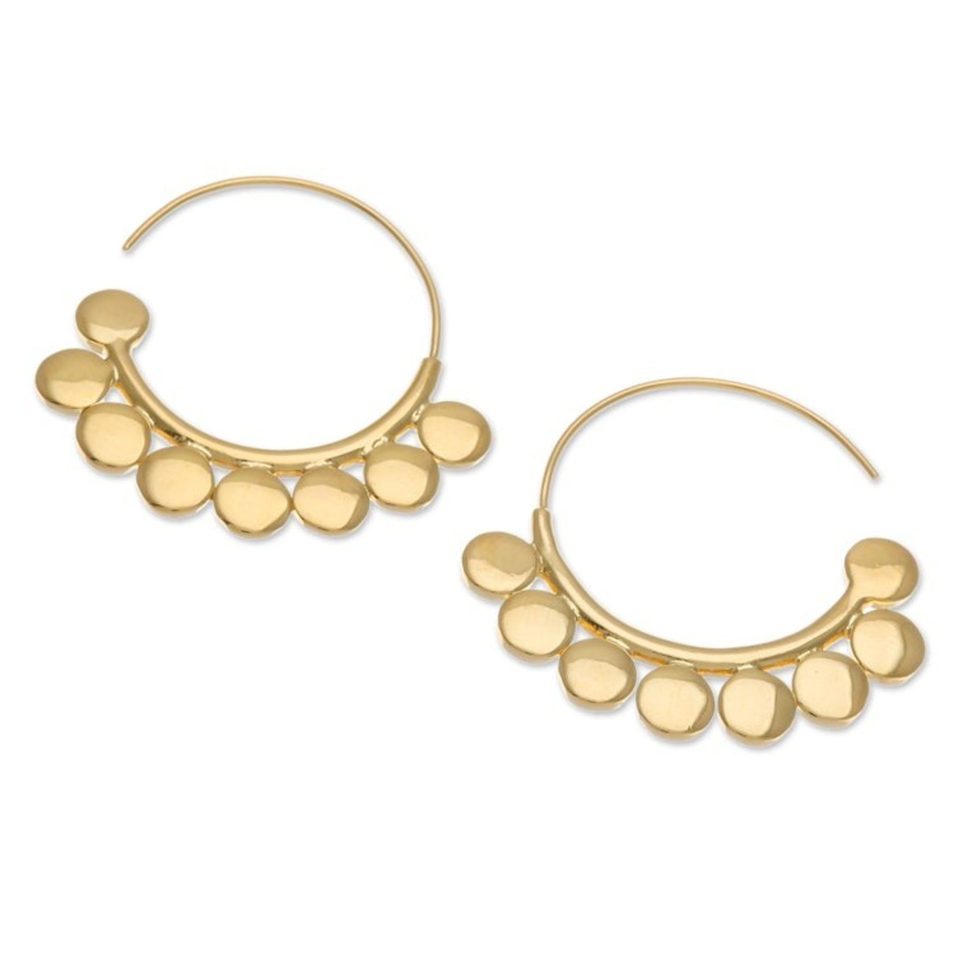 Thai-Made High-Polished 18k Gold-Plated Half-Hoop Earrings 'Palatial Dots'