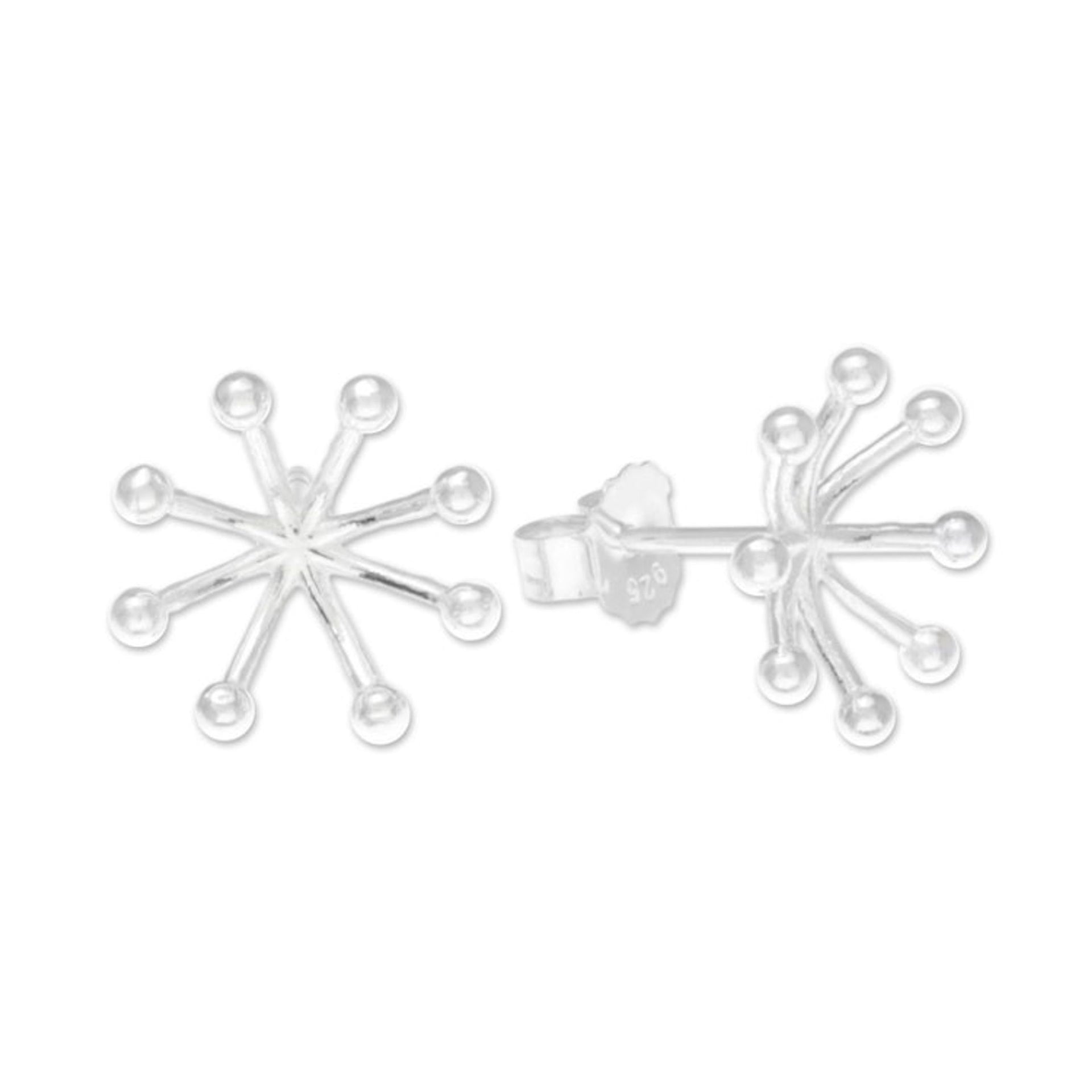 Sterling Silver Star Stud Earrings from Thailand 'Delightful Stars'